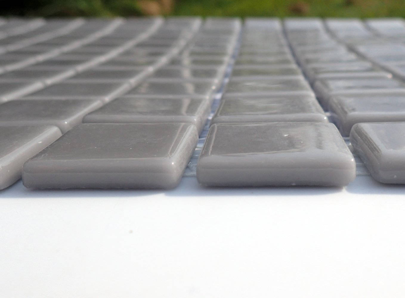 Gray Glass Mosaic Squares - 1 inch - 25 Medium Grey Recycled Tiles