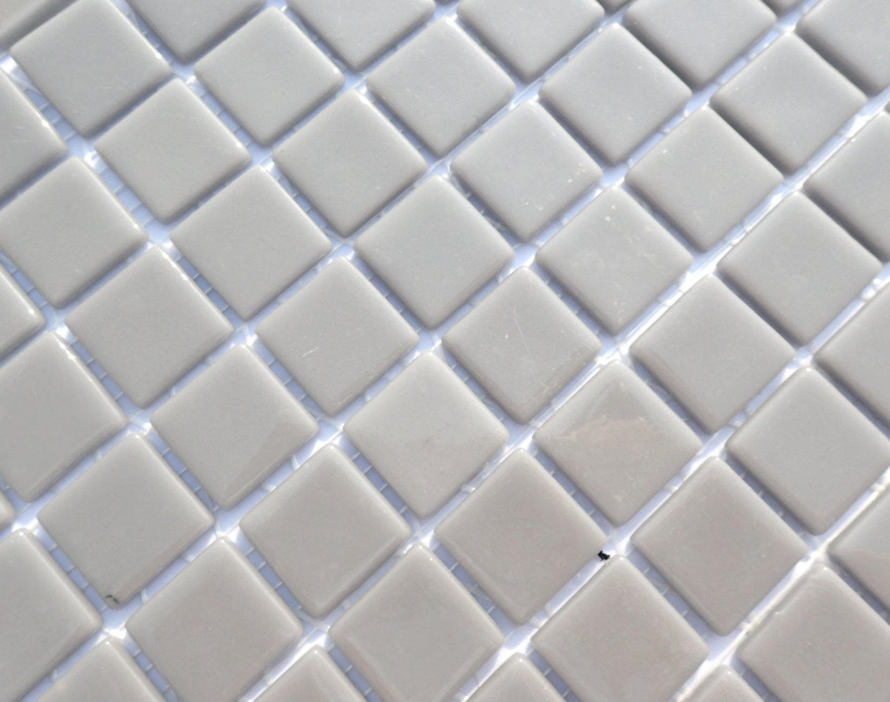 Gray Glass Mosaic Squares - 1 inch - 25 Medium Grey Recycled Tiles