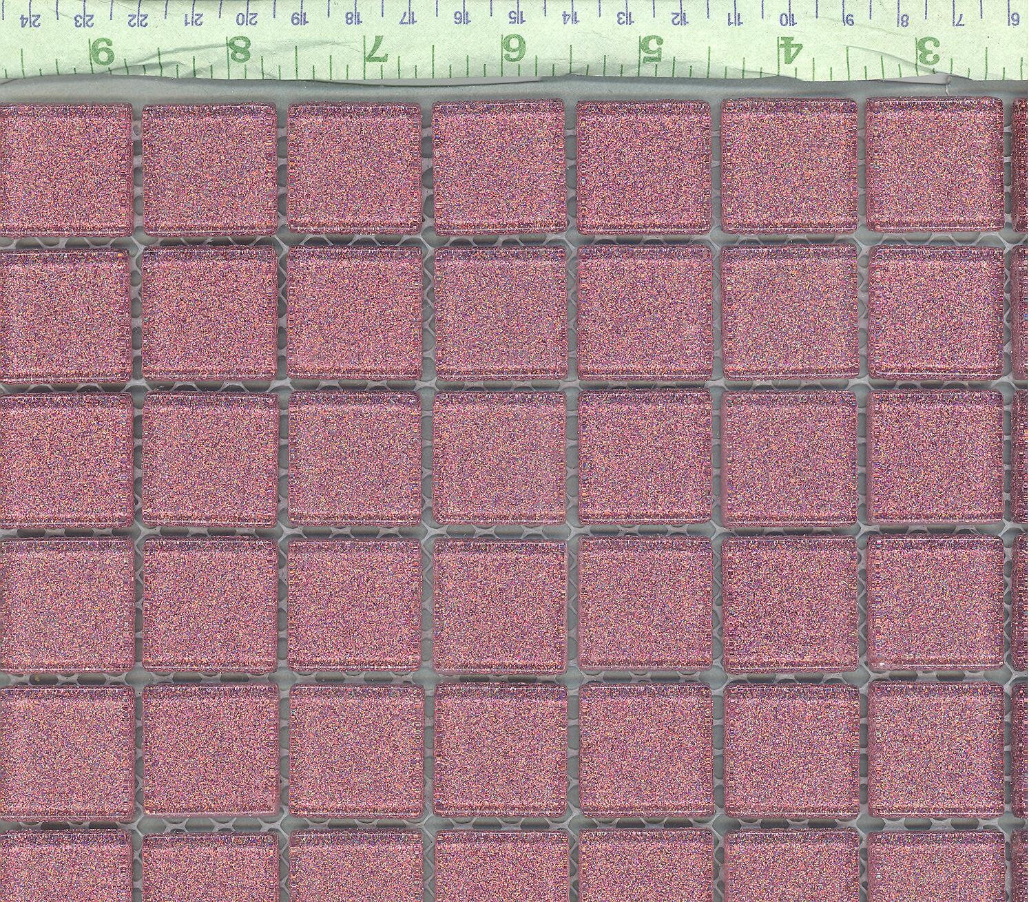 Salmon Pink Glitter Tiles - 1 inch Mosaic Tiles - 25 Metallic Glass Tiles - Medium Pink