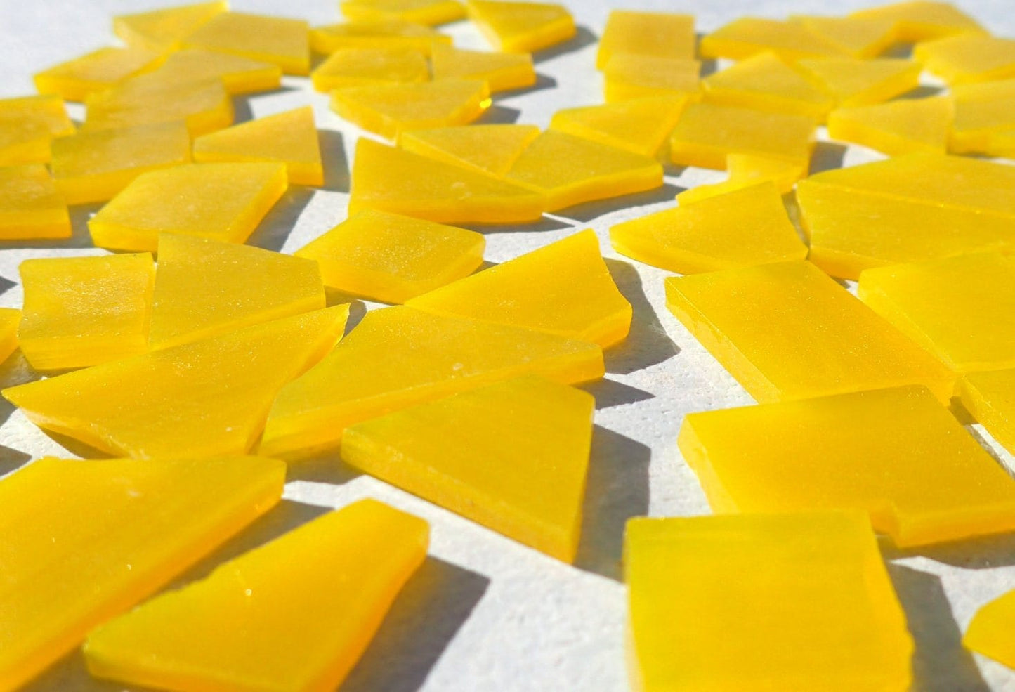 Stained Glass Mosaic Tiles in Sunshine Yellow - 1/2 Pound - 5-15 mm Various Shapes