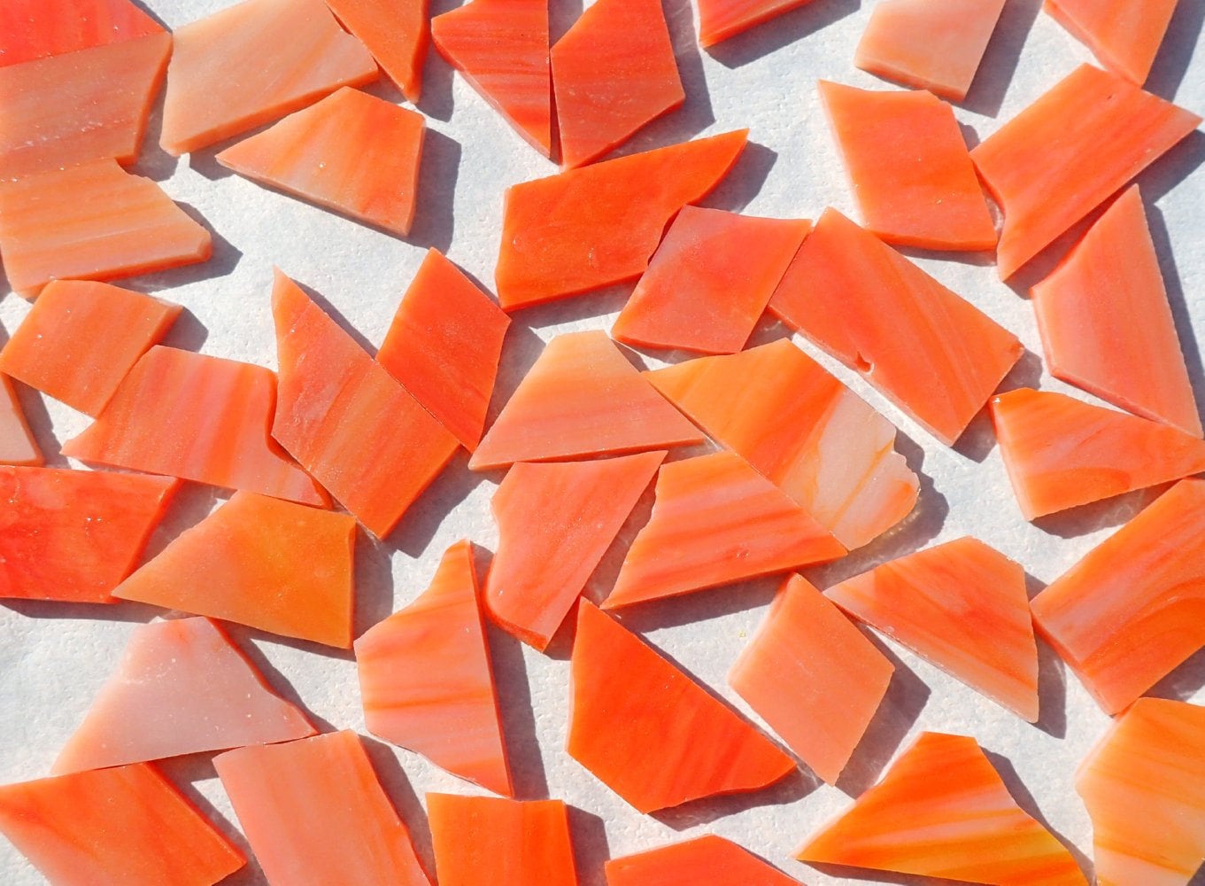 Stained Glass Mosaic Tiles in Orange Creamsicle - 1/2 Pound - 5-15 mm Various Shapes