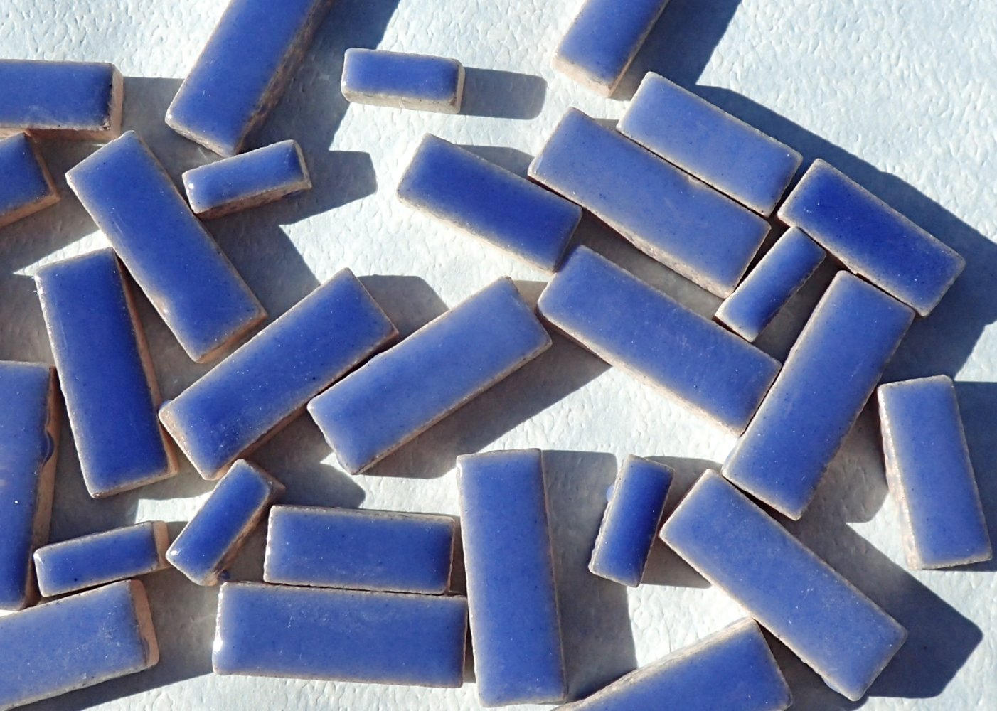 Denim Blue Mini Rectangles Mosaic Tiles - 50g Ceramic in Mix of 3 Sizes 3/8" and 5/8" and 3/4" in Delphinium