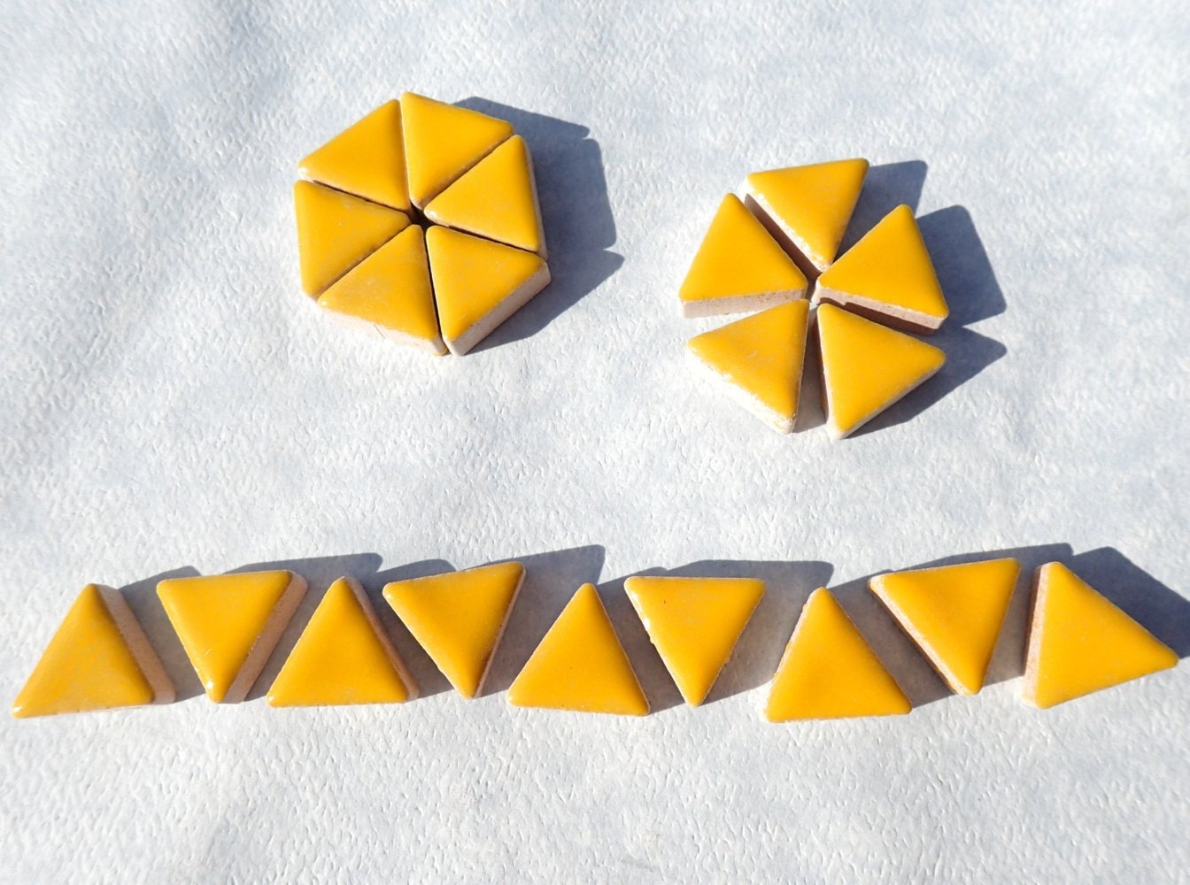 Lemon Yellow Mini Triangles Mosaic Tiles - 50g Ceramic - 15mm in Sunny Yellow