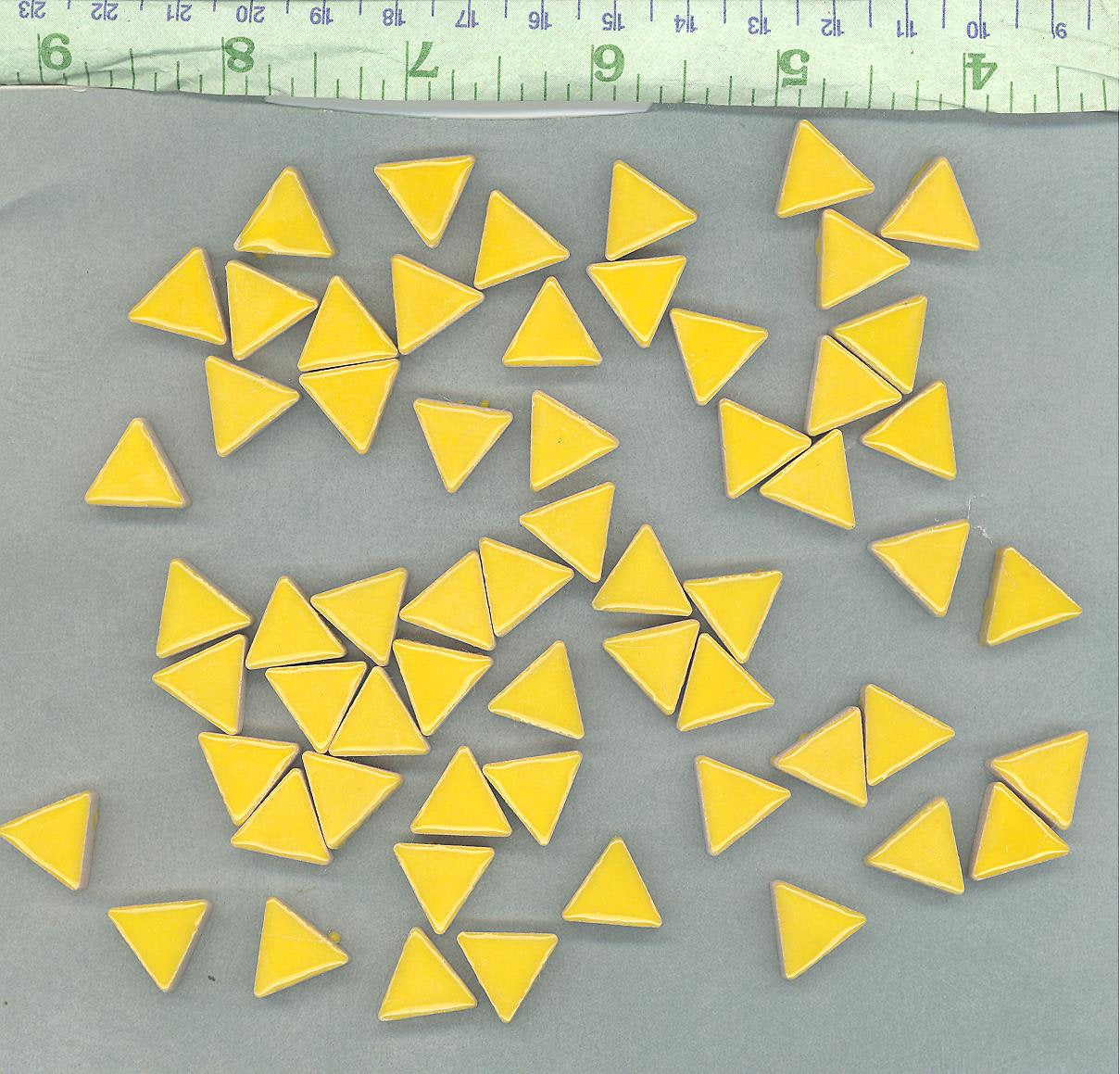 Lemon Yellow Mini Triangles Mosaic Tiles - 50g Ceramic - 15mm in Sunny Yellow