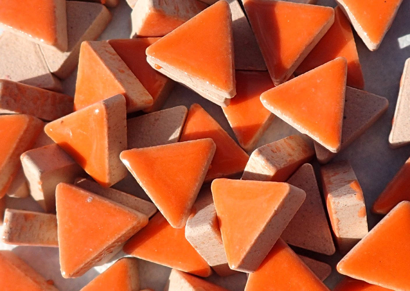 Orange triangle ceramic mosaic tiles