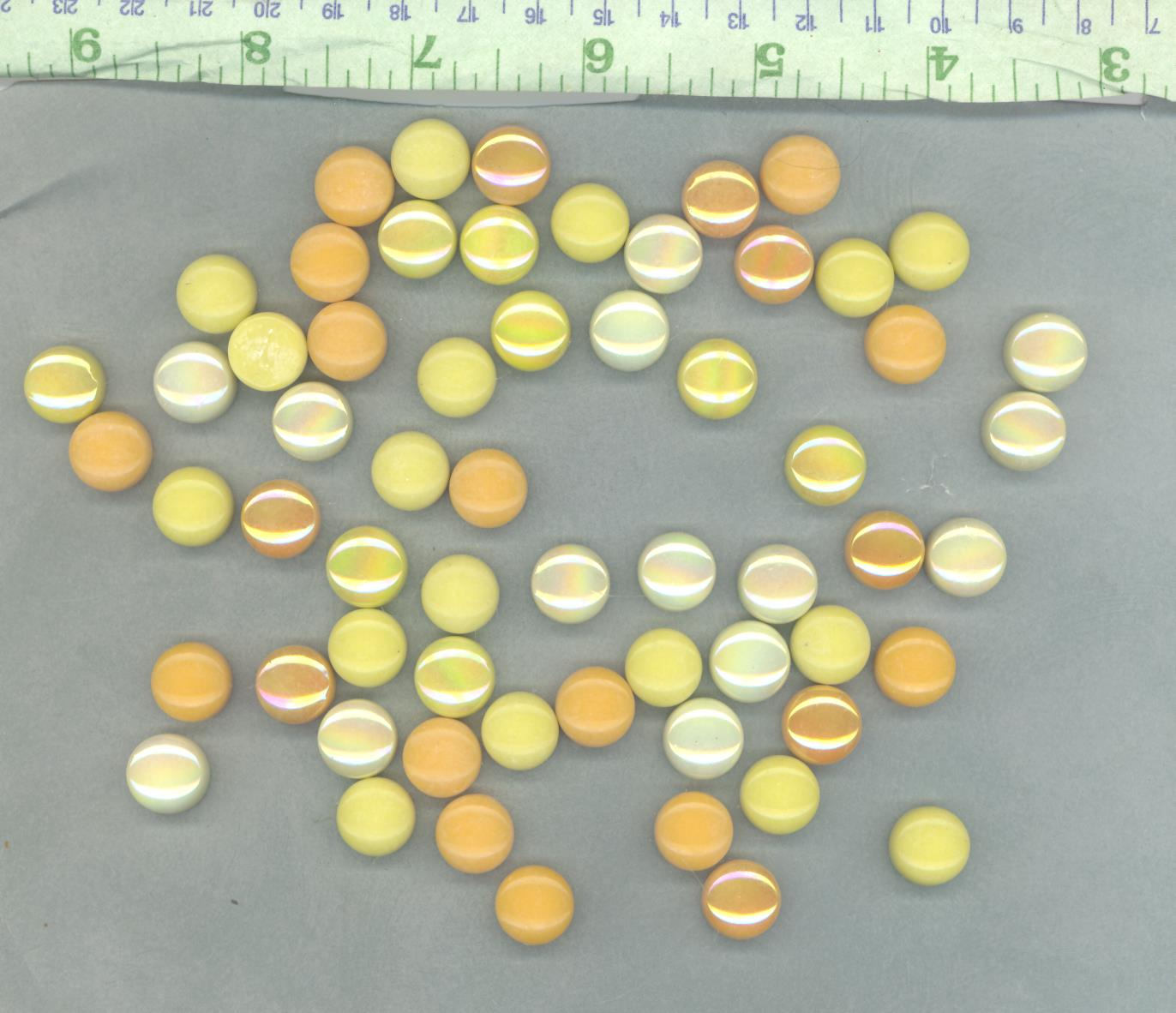 Sunshine Mix Glass Drops Mosaic Tiles - 100 grams - Mix of Gloss and Iridescent 12mm Glass Gems Orange Yellow White