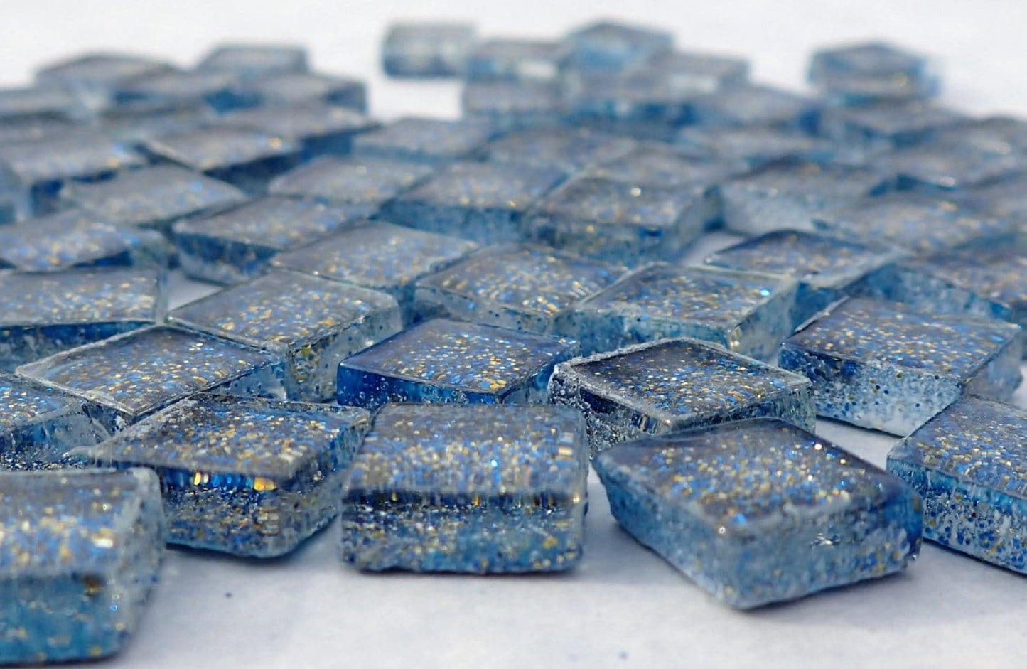 Blue and Gold Glitter Tiles - 1 cm - 100g - Over 100 Metallic Glass Tiles