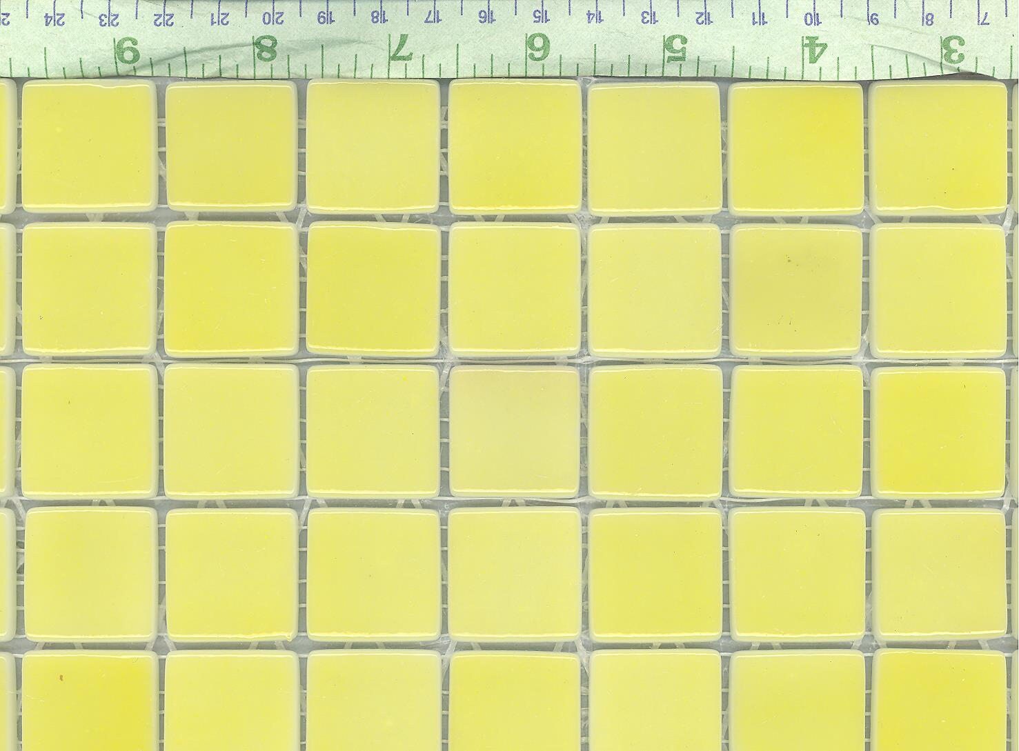 Yellow Glass Mosaic Tiles Squares - 1 inch - 25 Tiles for Craft Projects and Decorations - Creamy Lemon Yellow Recycled