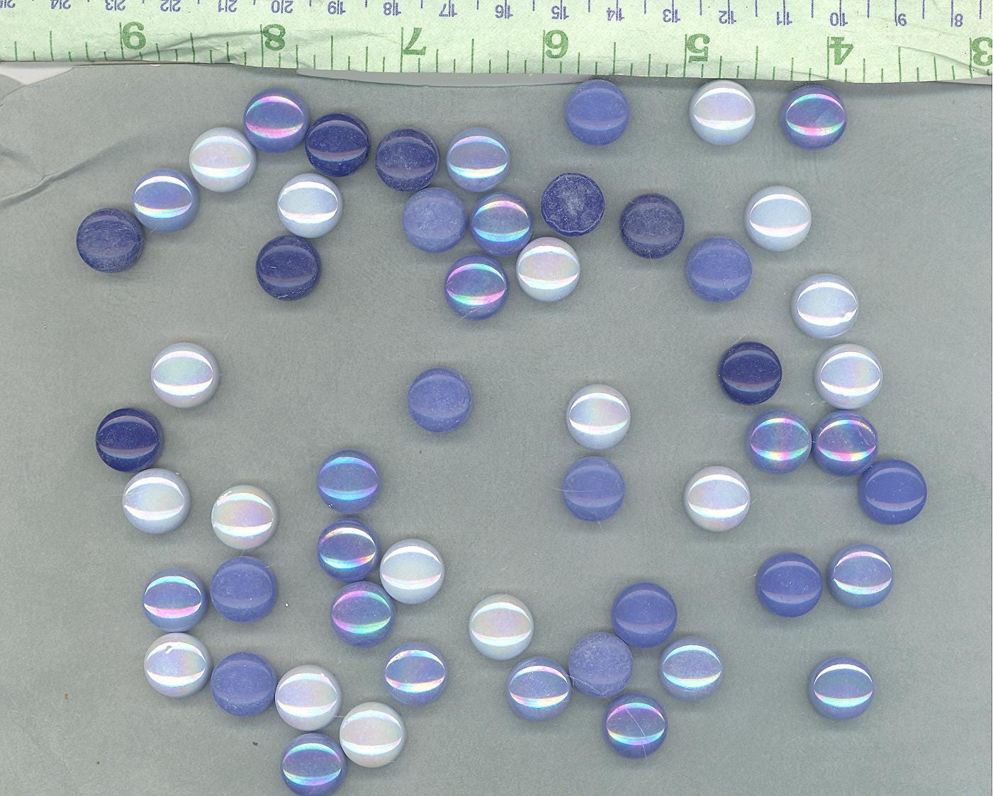 Rainy Day Blues Mix Glass Drops Mosaic Tiles - 100 grams - Mix of Gloss and Iridescent 12mm Glass Gems