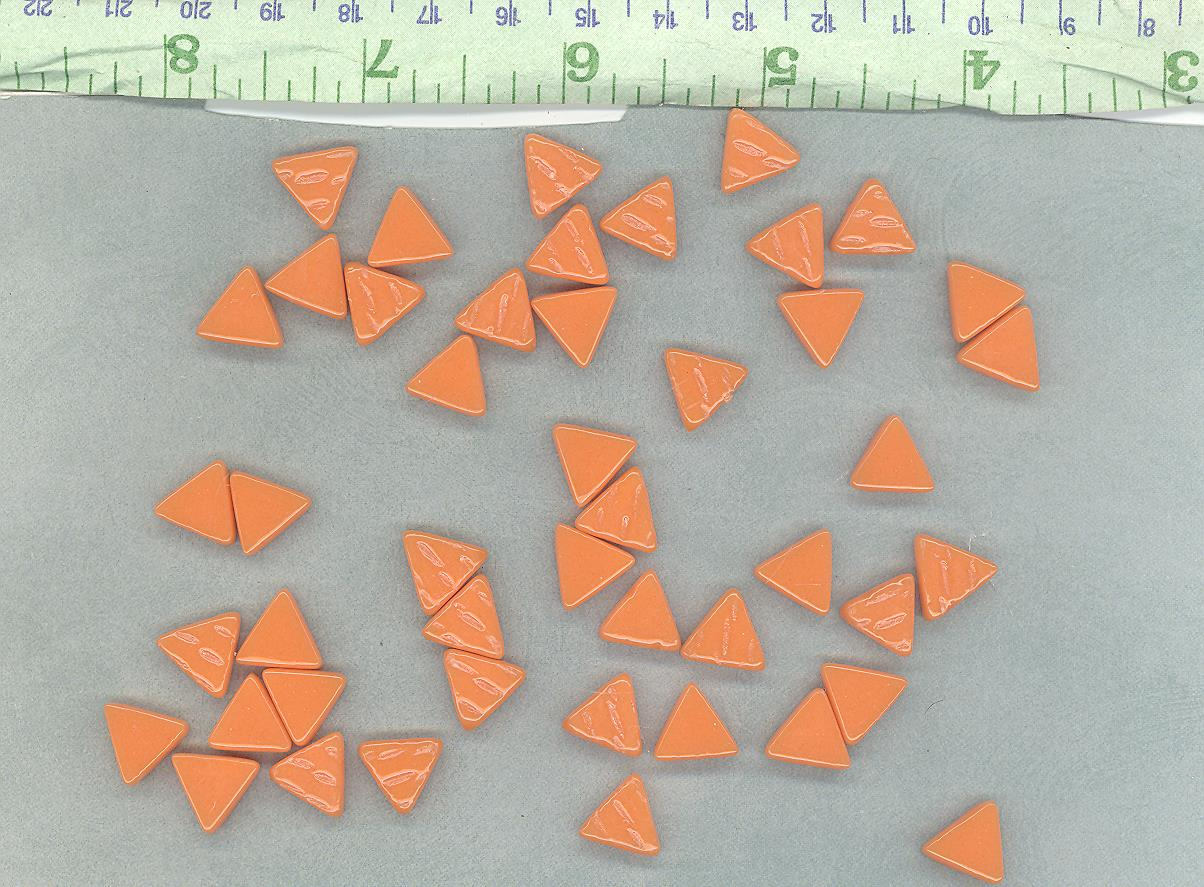 Small Orange Triangle Glass Mosaic Tiles - 10mm - 50g - Approx 70 Tiles