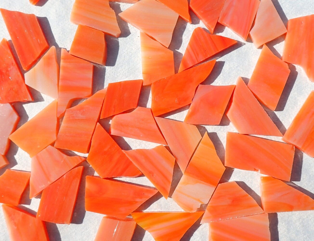 Stained Glass Mosaic Tiles in Orange Creamsicle - 1/2 Pound - 5-15 mm Various Shapes