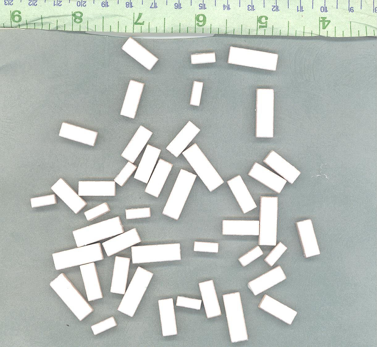 White Mini Rectangles Mosaic Tiles - 50g Ceramic in Mix of 3 Sizes 3/8" and 5/8" and 3/4"