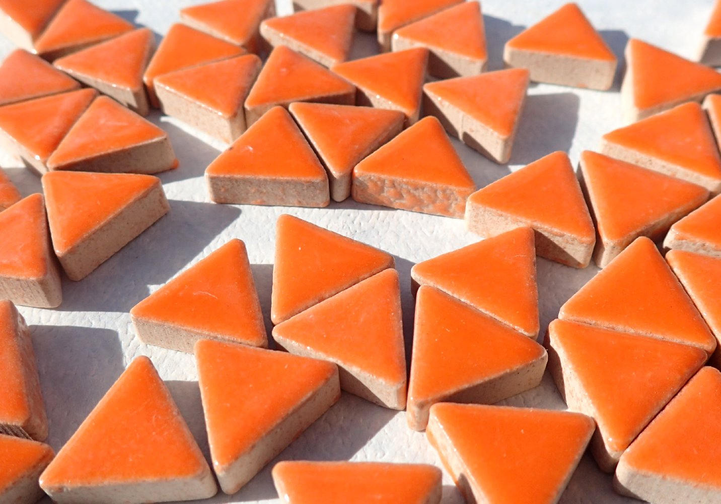 Orange Triangles Mosaic Tiles - 50g Ceramic - 15mm