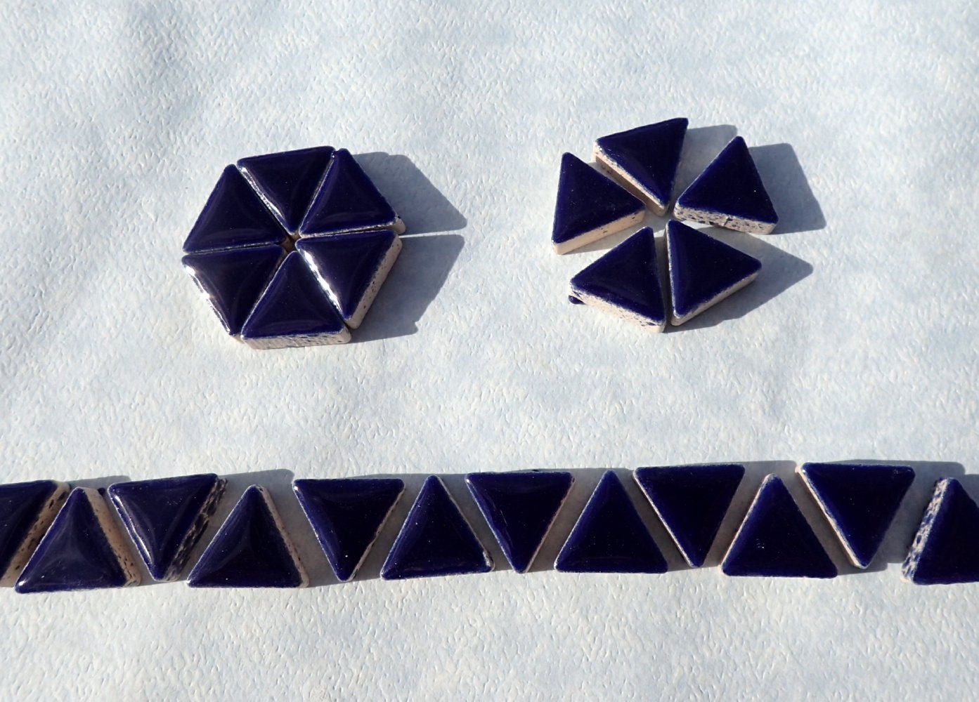 Dark Blue Mini Triangles Mosaic Tiles - 50g Ceramic - 15mm in Indigo