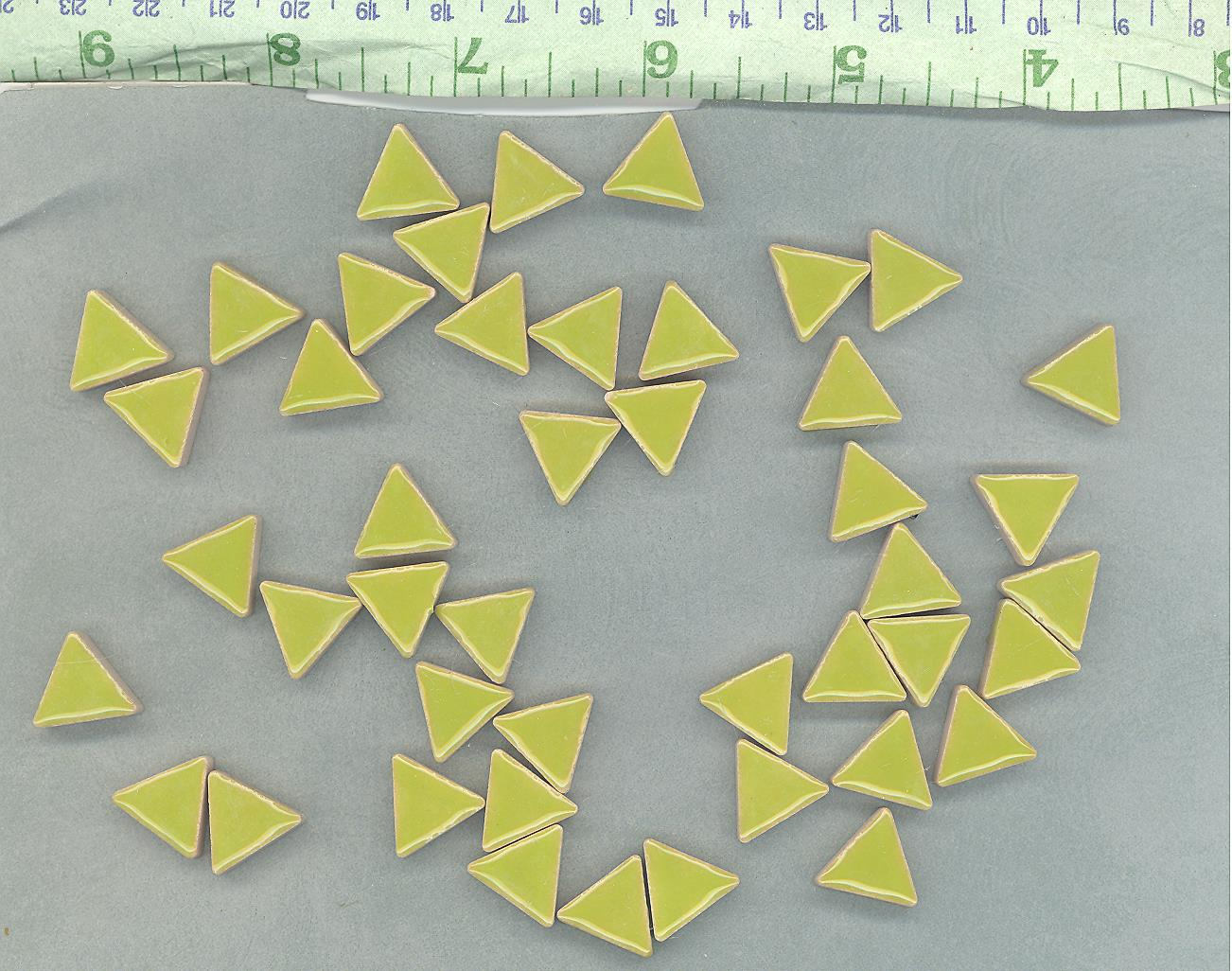 Green Mini Triangles Mosaic Tiles - 50g Ceramic - 15mm in Kiwi