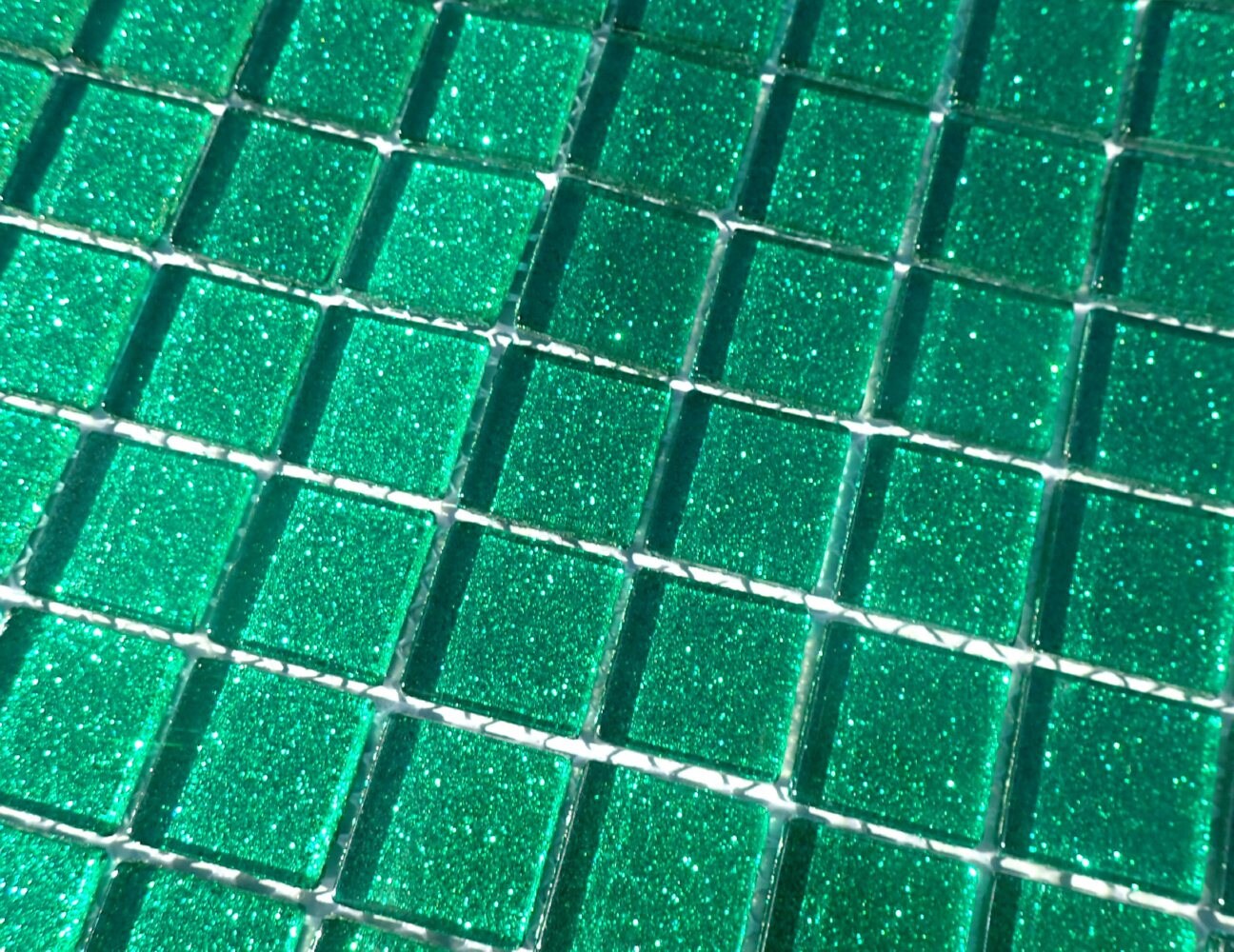 Emerald Green Glitter Tiles - 1 inch Mosaic Tiles - 25 Metallic Glass Tiles