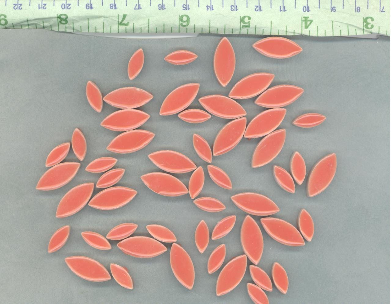 Salmon Orange Pink Petals Mosaic Tiles - 50g Ceramic Leaves in Mix of 2 Sizes 1/2" and 3/4"