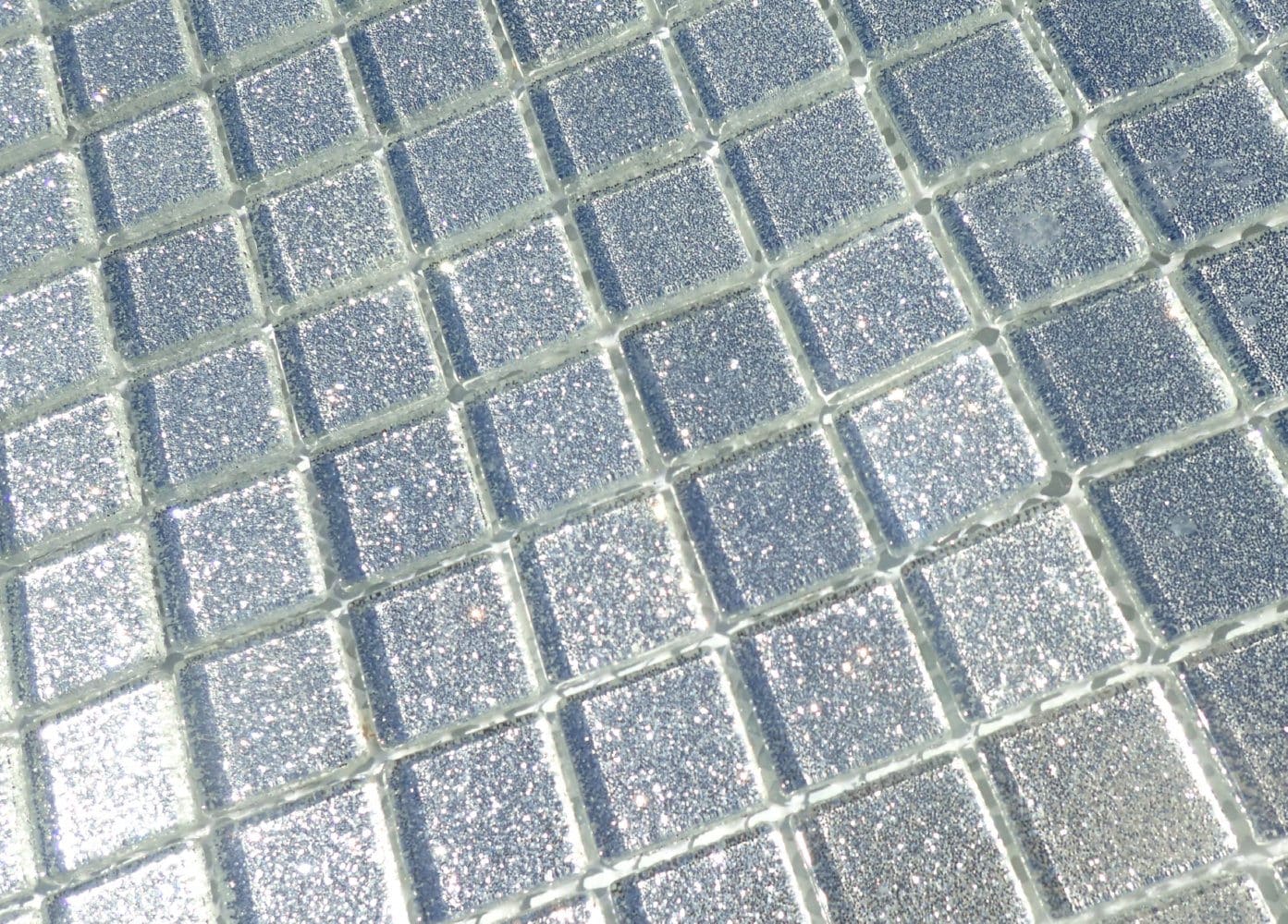 Silver Glitter Tiles - 1 inch Mosaic Tiles - 25 Metallic Glass Tiles