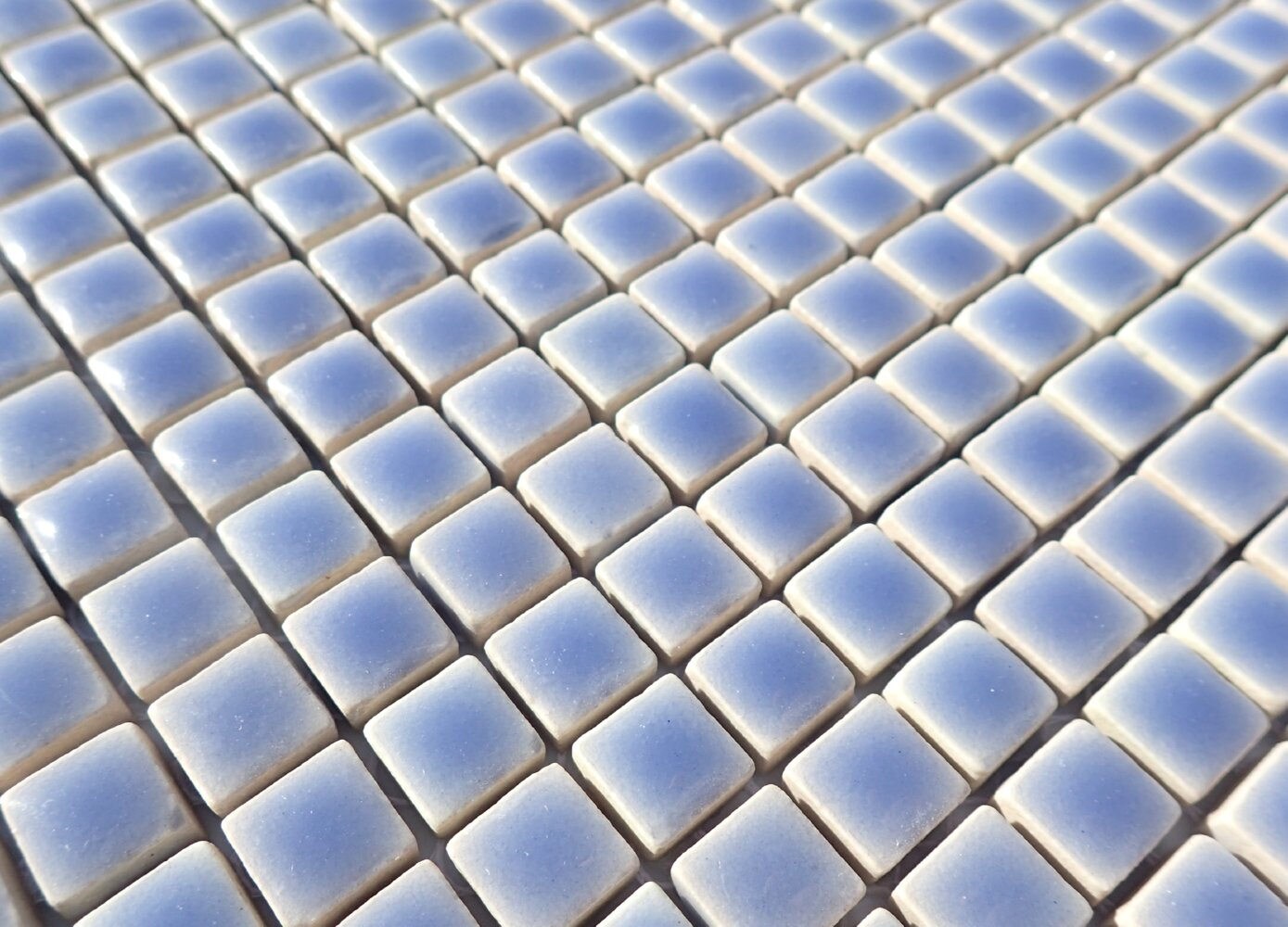 Cornflower Blue Square Mosaic Tiles - 1 cm Ceramic - Half Pound