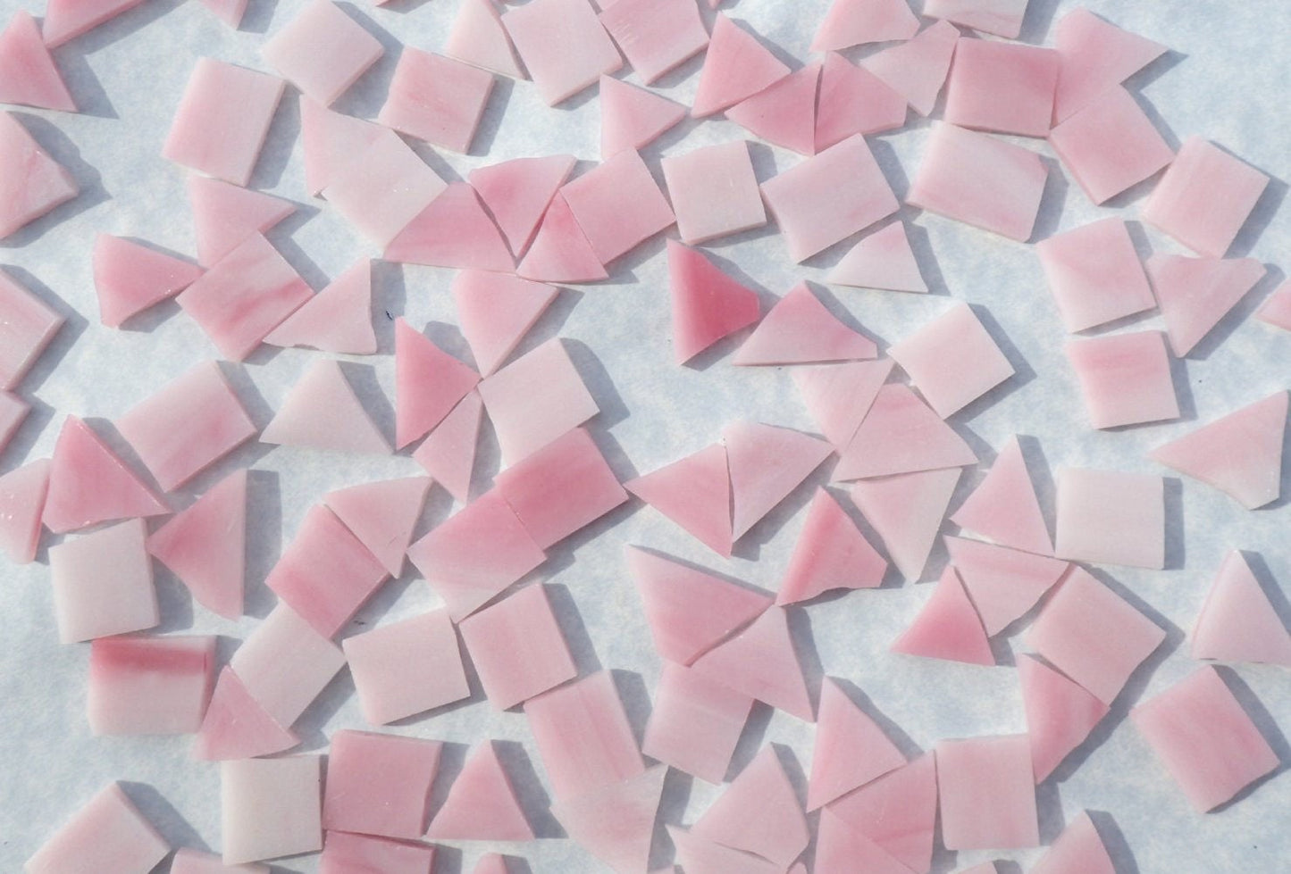 Pink Stained Glass Mosaic Tiles - 1/2 Pound - 5-15 mm Various Shapes