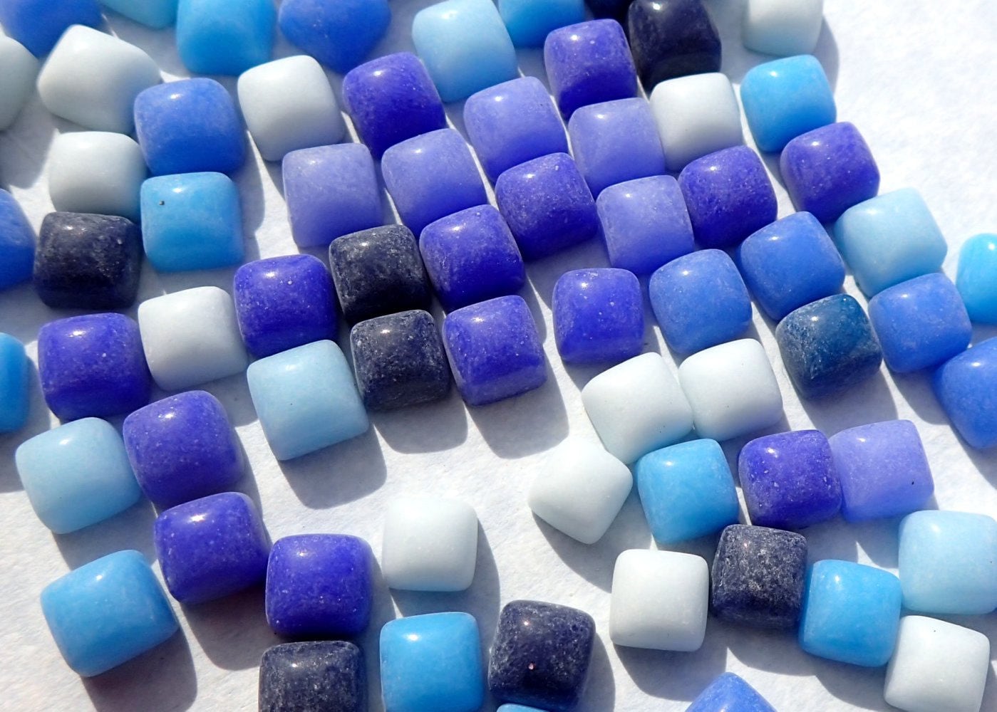 Out of the Blue Mix TINY Glass Tiles - 6mm Mini Mosaic Tiles - 100 Square with Domed Top - Use for Mosaic Jewelry Crystal