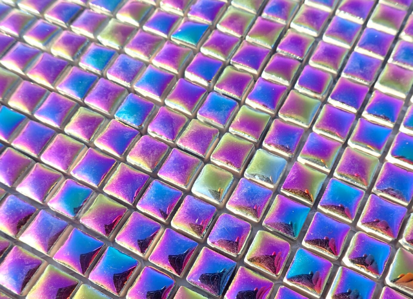 Colorful Metallic Square Mosaic Tiles - 1 cm Ceramic - Half Pound in Disco Lights