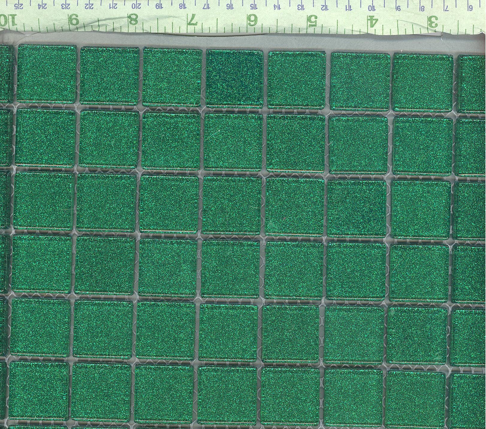 Emerald Green Glitter Tiles - 1 inch Mosaic Tiles - 25 Metallic Glass Tiles