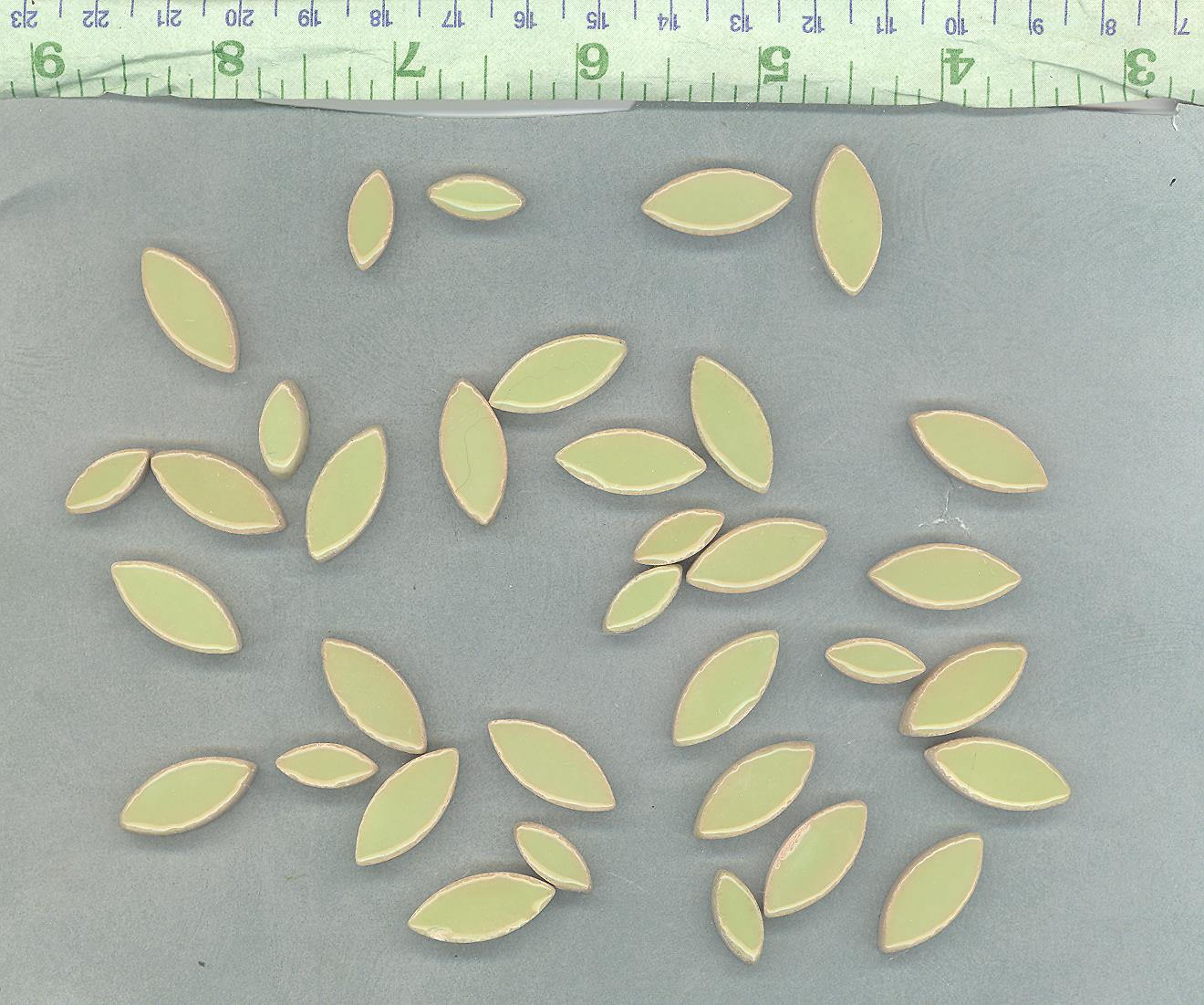 Pistachio Green Petals Mosaic Tiles - 50g Ceramic Leaves in Mix of 2 Sizes 1/2" and 3/4" - Muted Peppermint Green