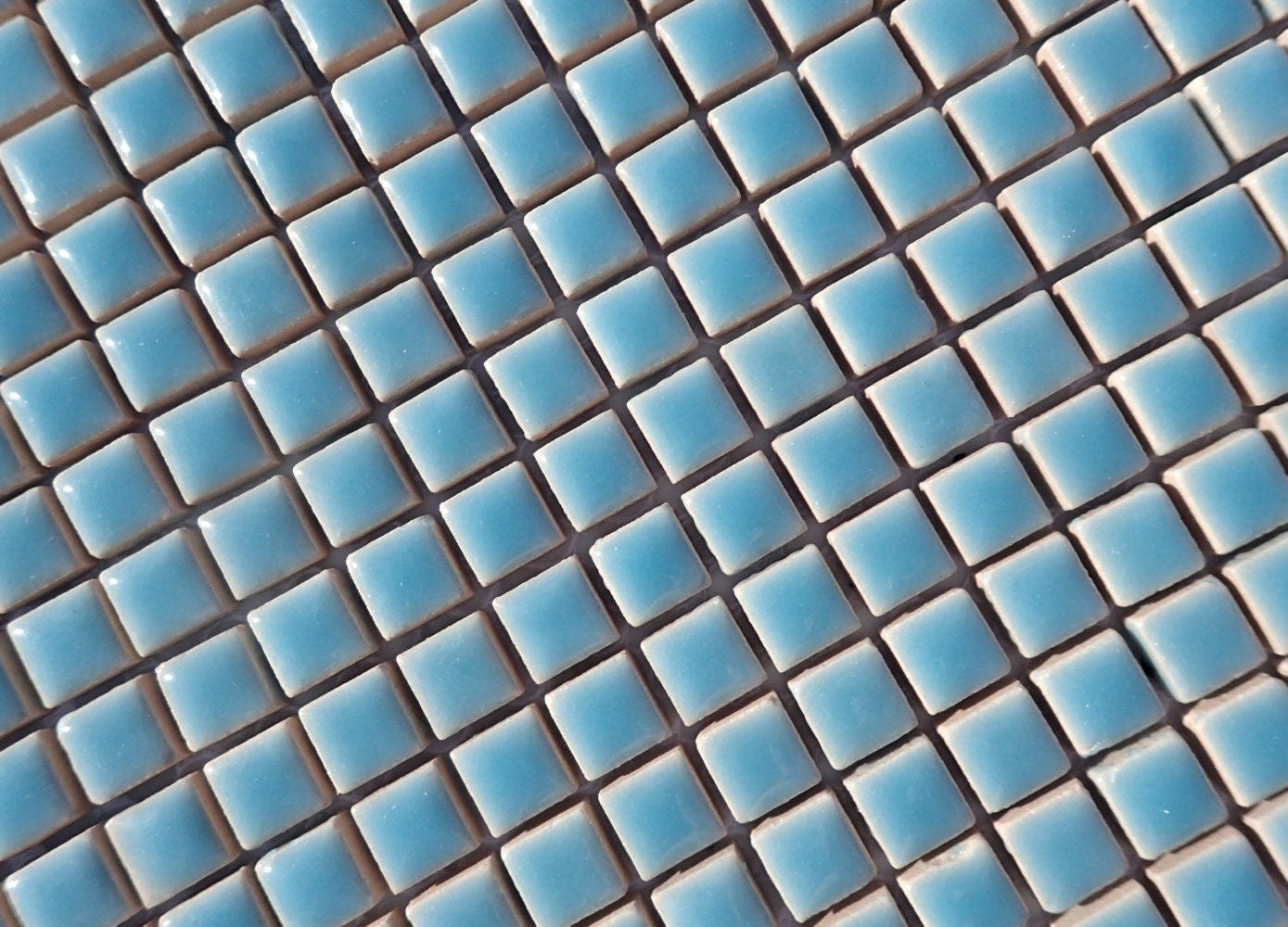 Light Blue Square Mosaic Tiles - 1 cm Ceramic - Half Pound - Azure