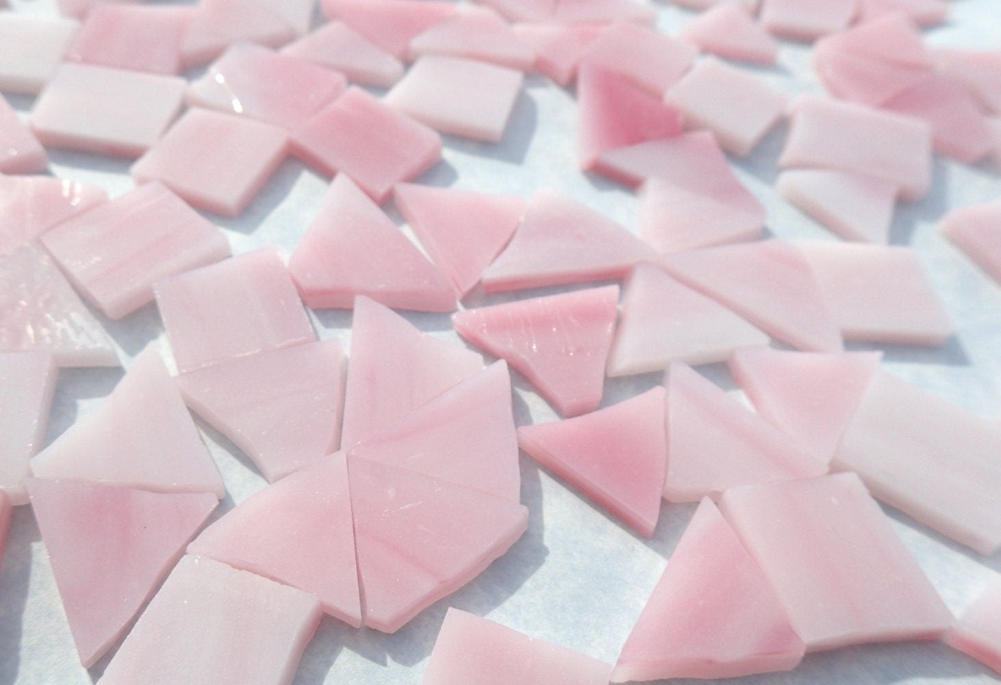 Pink Stained Glass Mosaic Tiles - 1/2 Pound - 5-15 mm Various Shapes