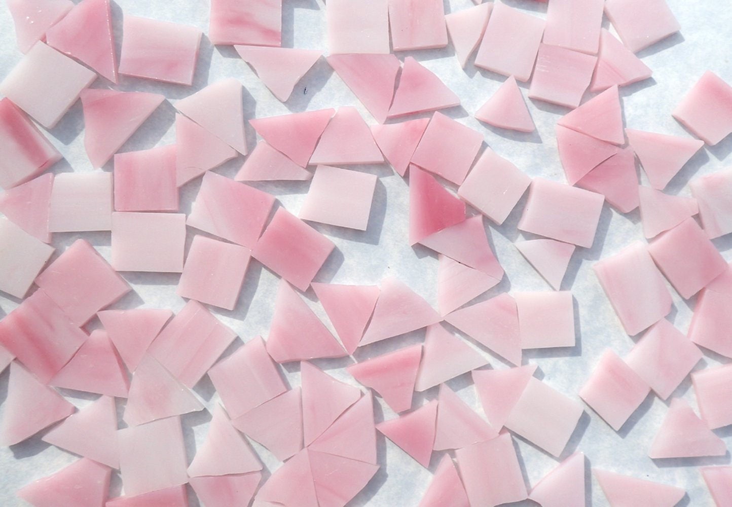 Pink Stained Glass Mosaic Tiles - 1/2 Pound - 5-15 mm Various Shapes