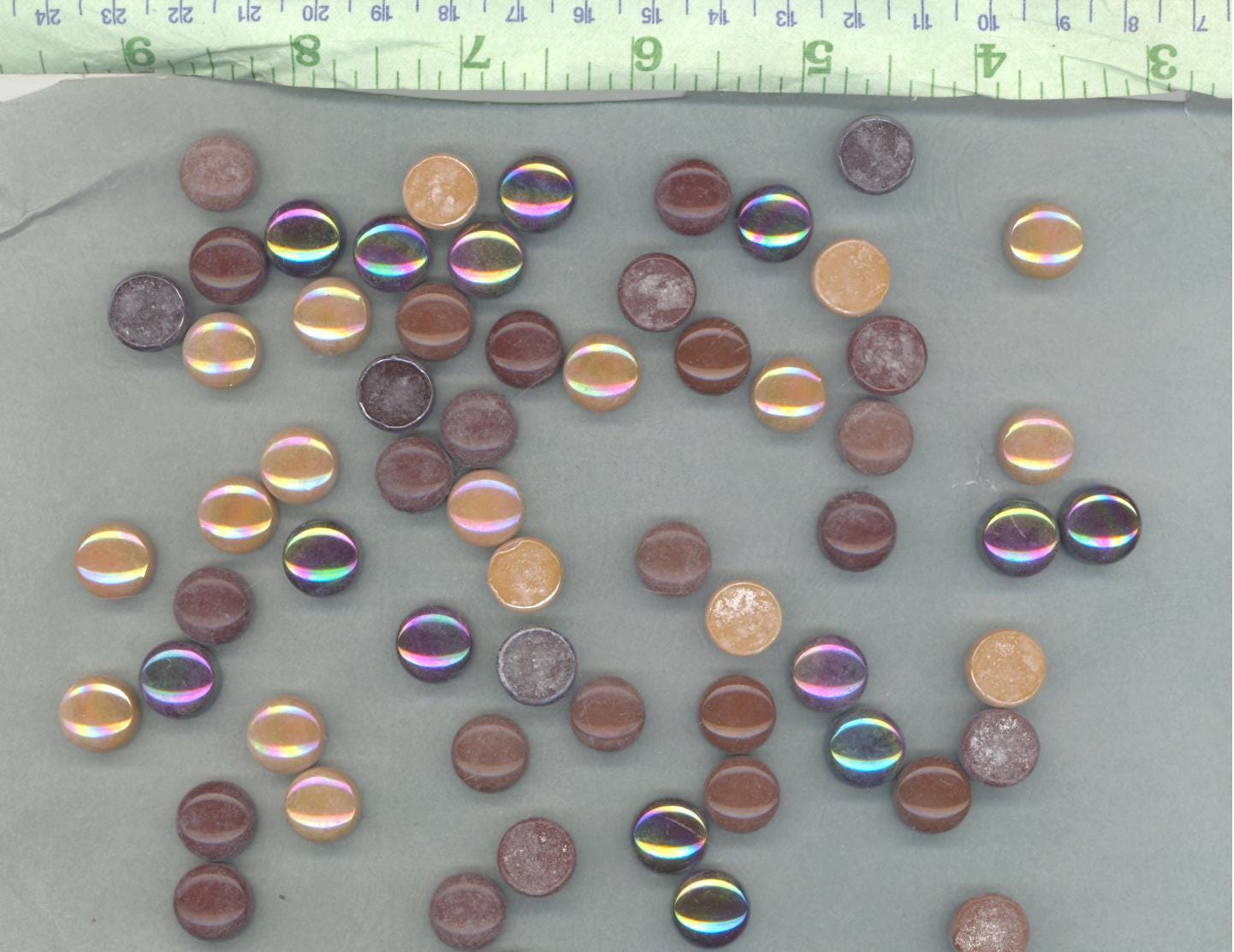 Coffee Mix Glass Drops Mosaic Tiles - 100 grams 12mm Mix of Gloss and Iridescent Glass Gems Tan Brown - Over 60 Tiles