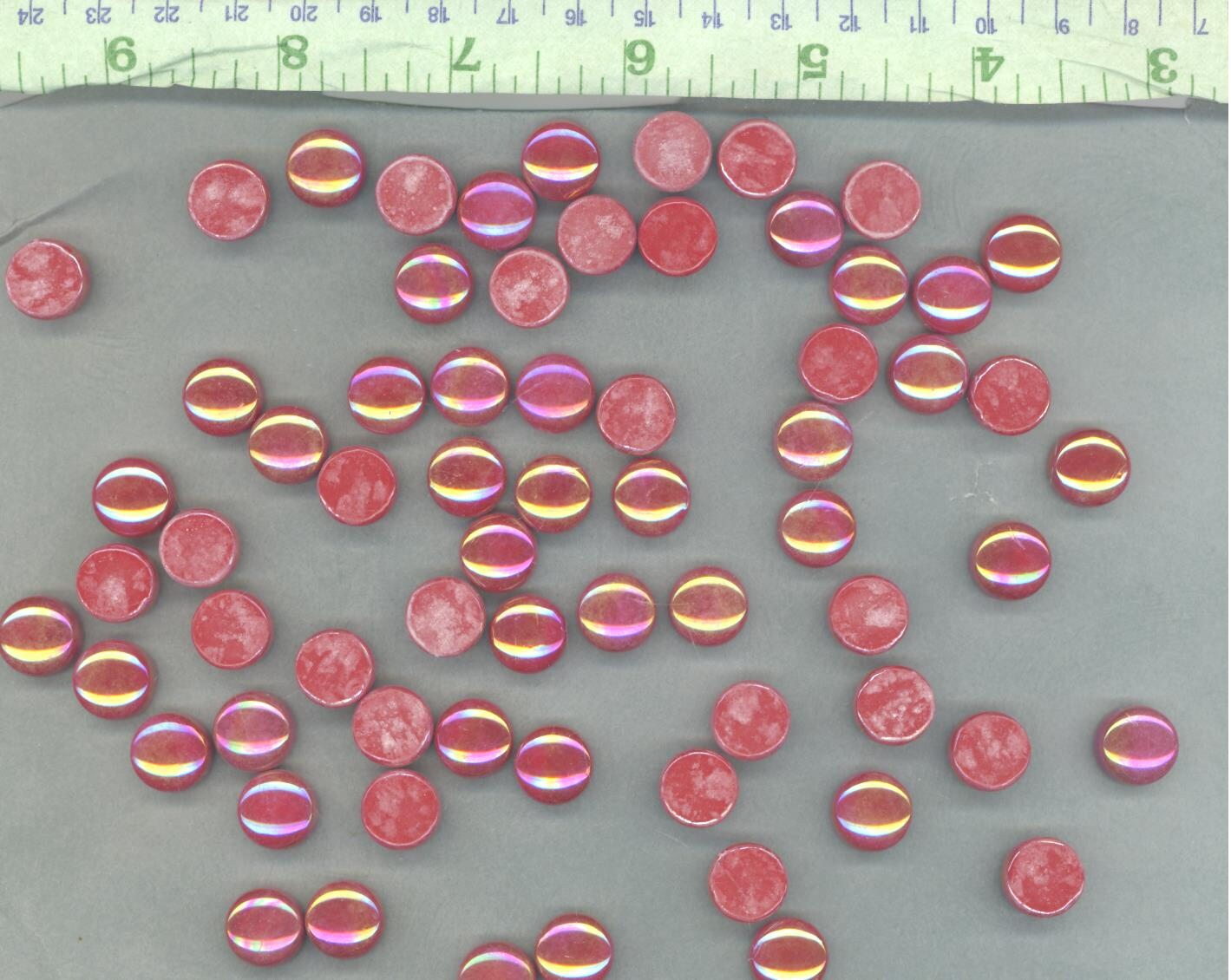 Red Iridescent Glass Drops Mosaic Tiles - 100 grams Pearl 12mm Glass Gems - Over 60 Tiles