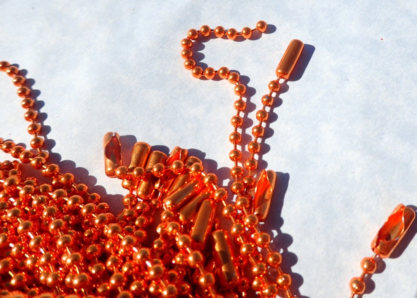 Orange Ball Chain Necklaces - 24 inch - 2.4mm Diameter - Set of 10