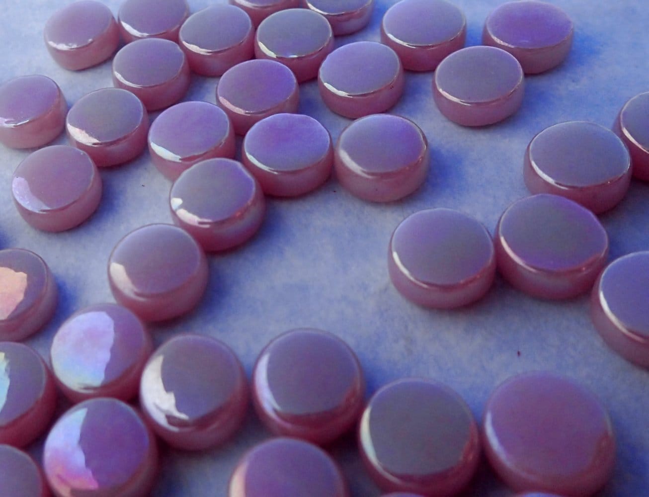 Pale Pink Iridescent MINI Glass Drops Mosaic Tiles - 50 grams - Over 100 Tiles