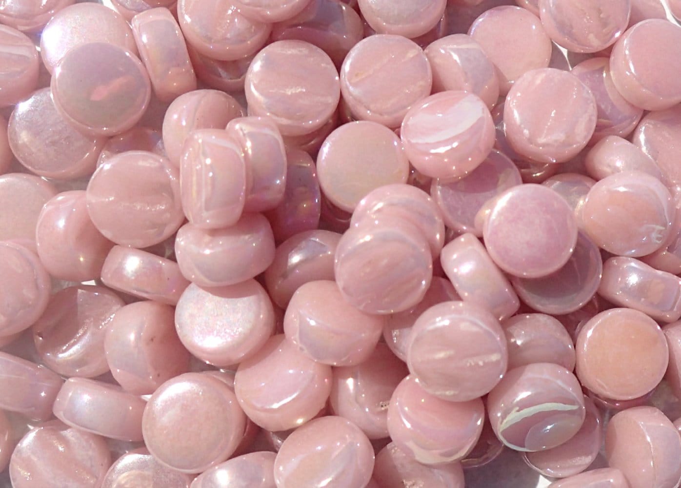 Pale Pink Iridescent MINI Glass Drops Mosaic Tiles - 50 grams - Over 100 Tiles