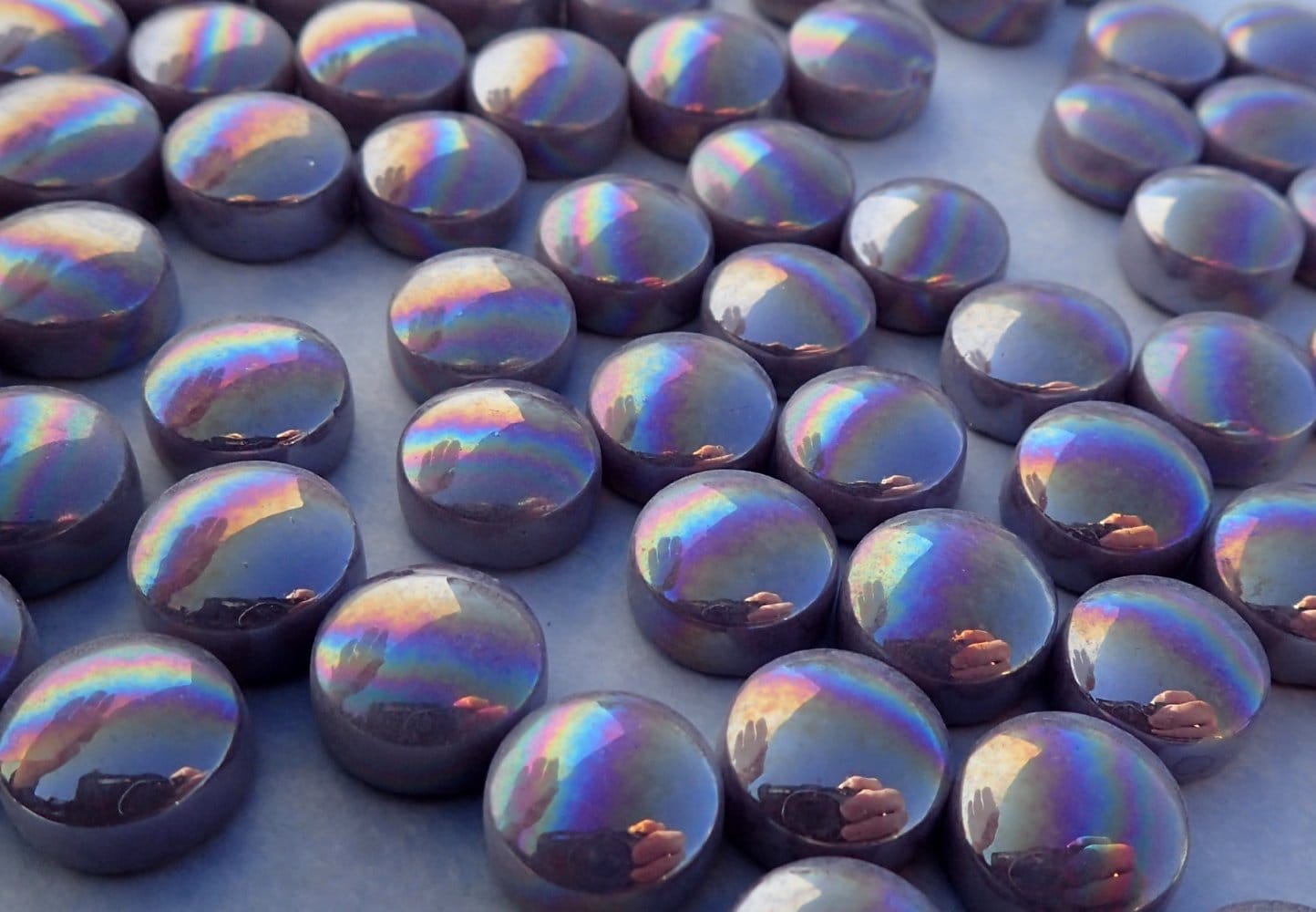 Lavender Iridescent Glass Drops Mosaic Tiles - 100 grams Pearl 12mm Glass Gems in Light Purple - Over 60 Tiles