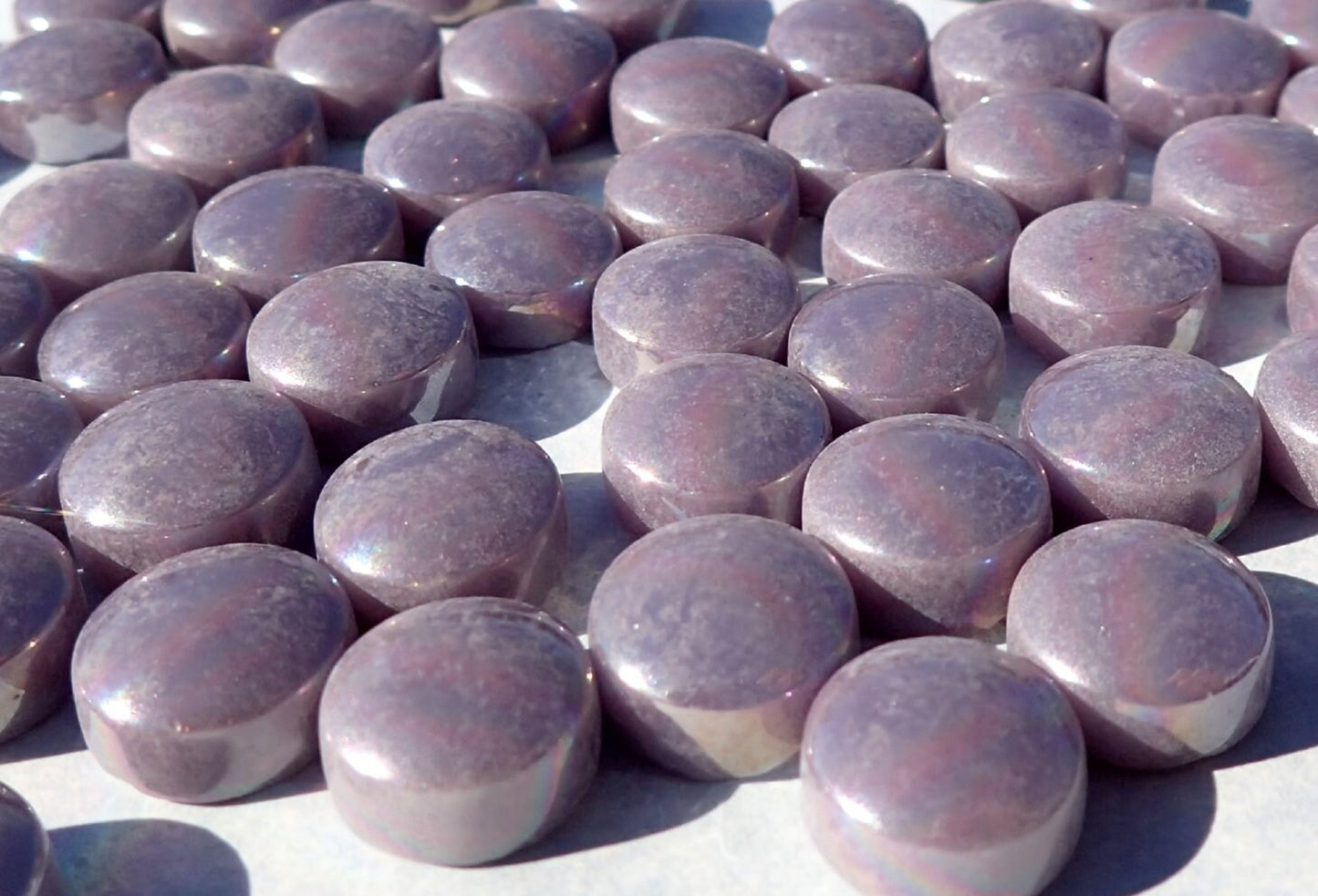 Lavender Iridescent Glass Drops Mosaic Tiles - 100 grams Pearl 12mm Glass Gems in Light Purple - Over 60 Tiles