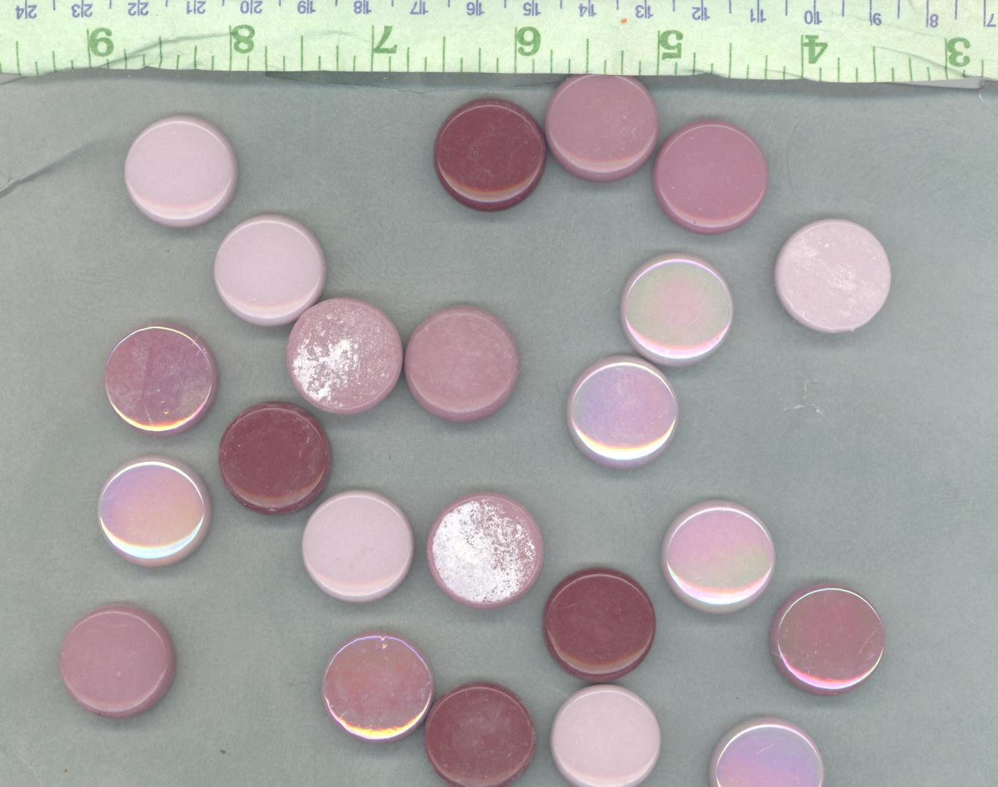 Pink Mix Large Glass Drops - 100 grams - 20mm Mix of Gloss and Iridescent Glass Gems - Approx 20 Tiles