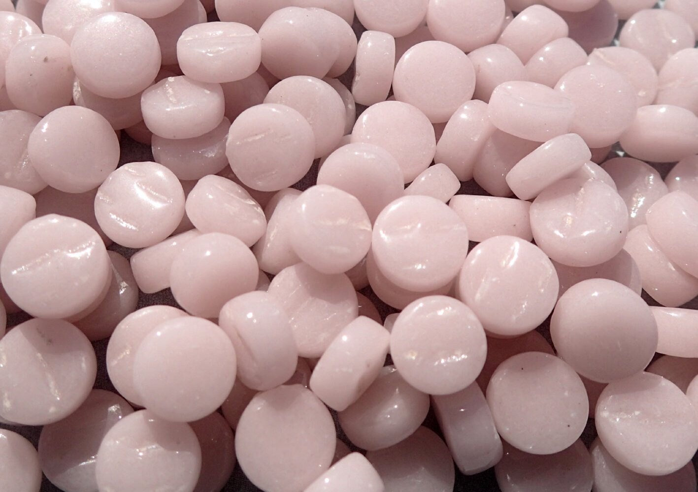 Pale Pink MINI Glass Drops Mosaic Tiles - 50 grams - Over 100 Tiles