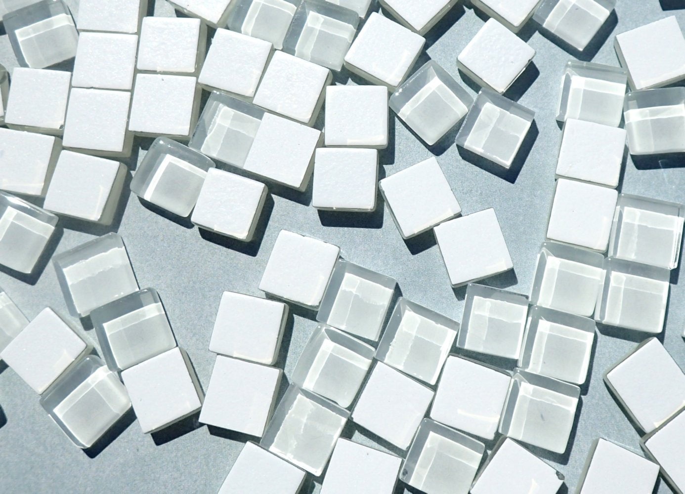 White Glass Tiles - 1 cm - 100g - Over 100 Squares