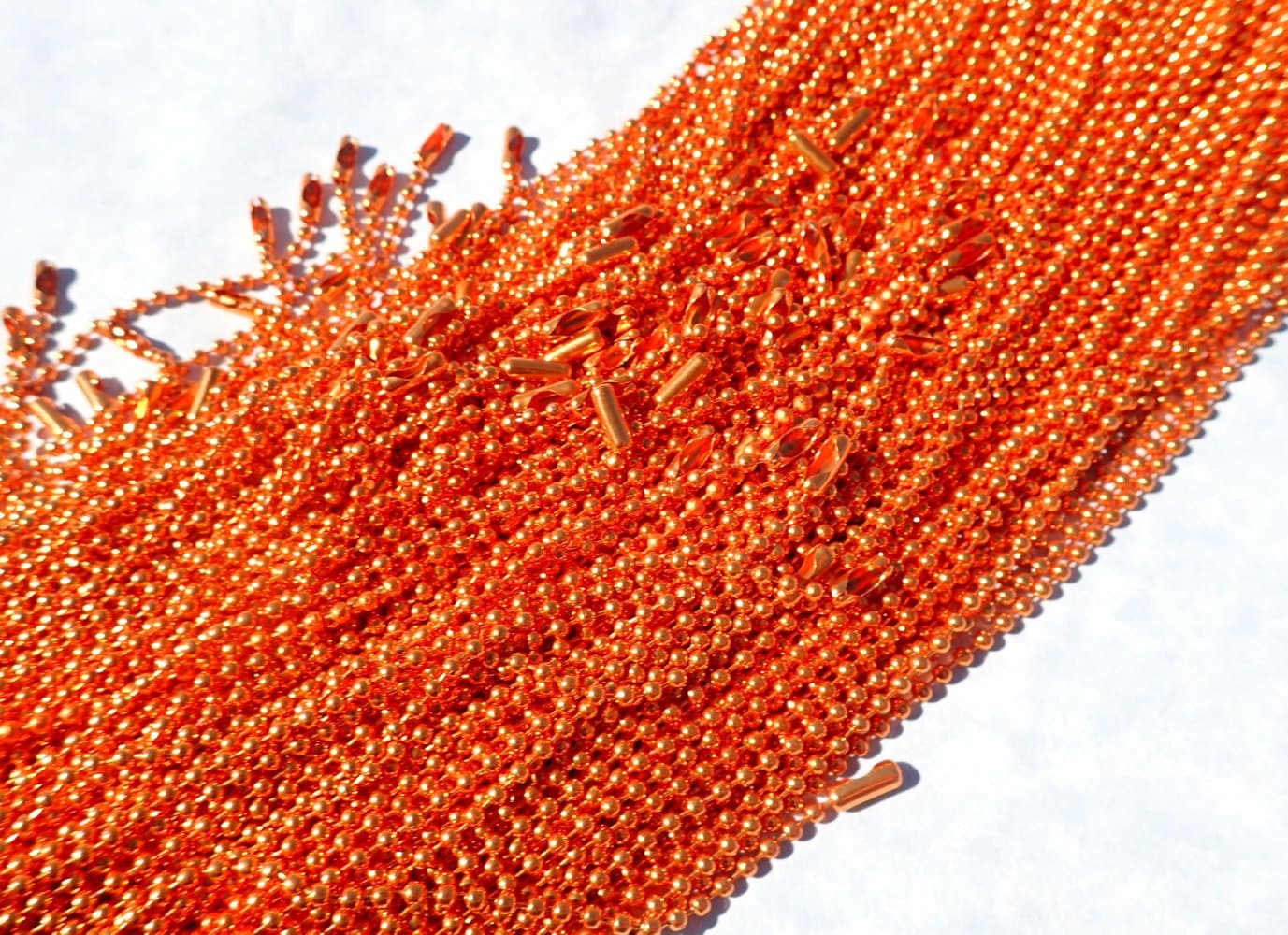 Orange Ball Chain Necklaces - 24 inch - 2.4mm Diameter - Set of 10