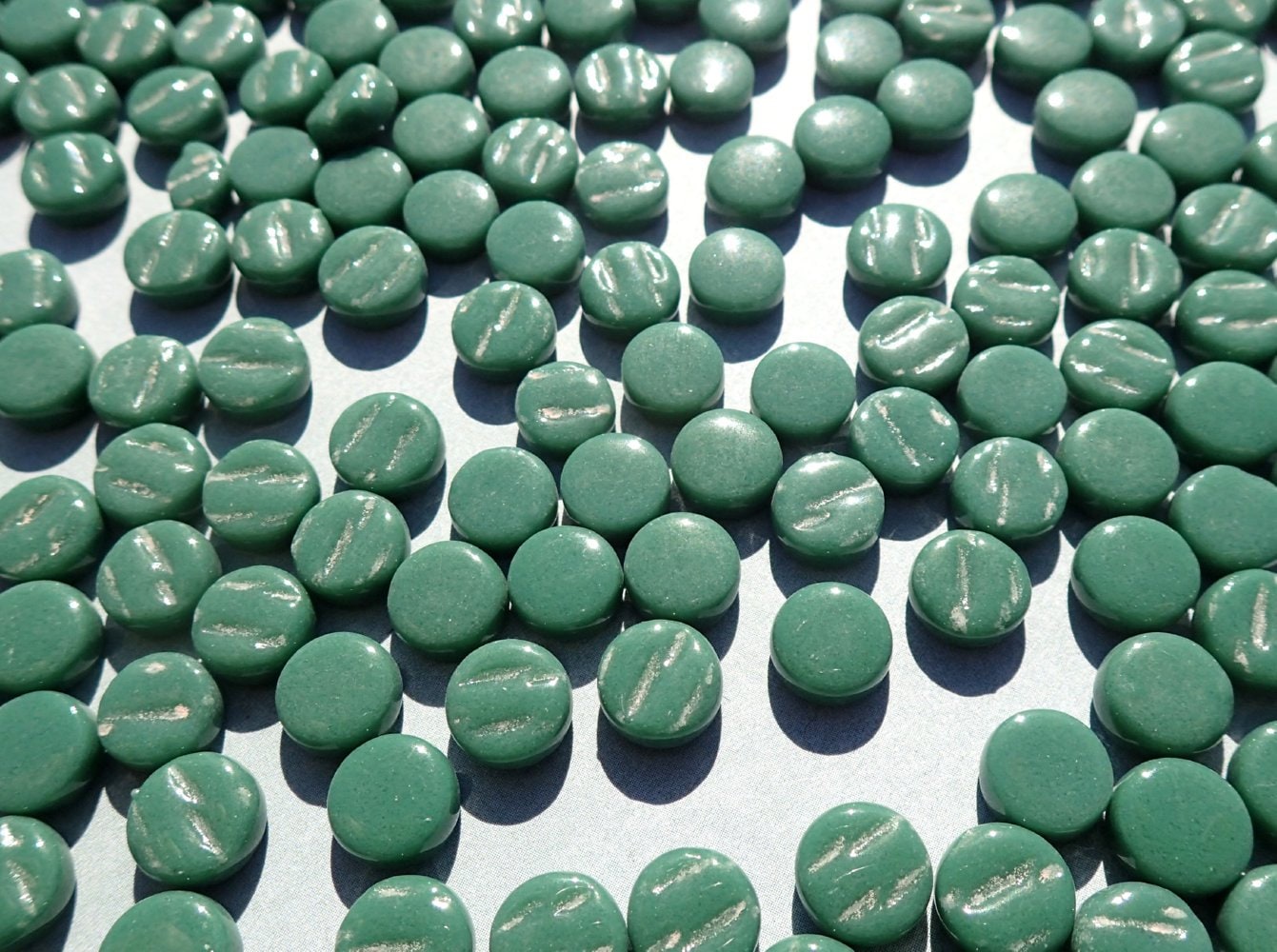 Spruce Green MINI Glass Drops Mosaic Tiles - 50 grams - Over 100 Tiles