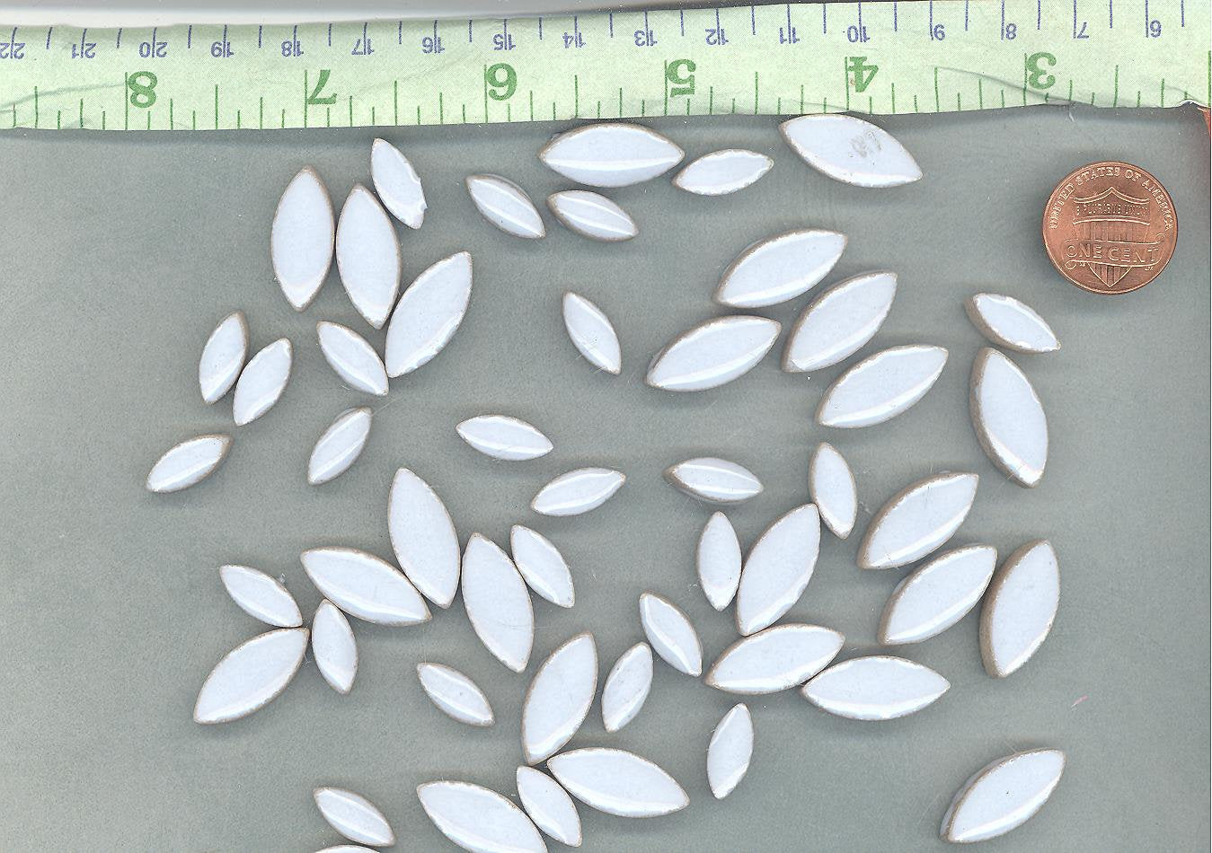 Ice Blue Petals Mosaic Tiles - 50g Ceramic Leaves in Mix of 2 Sizes 1/2" and 3/4" in Very Pale Blue