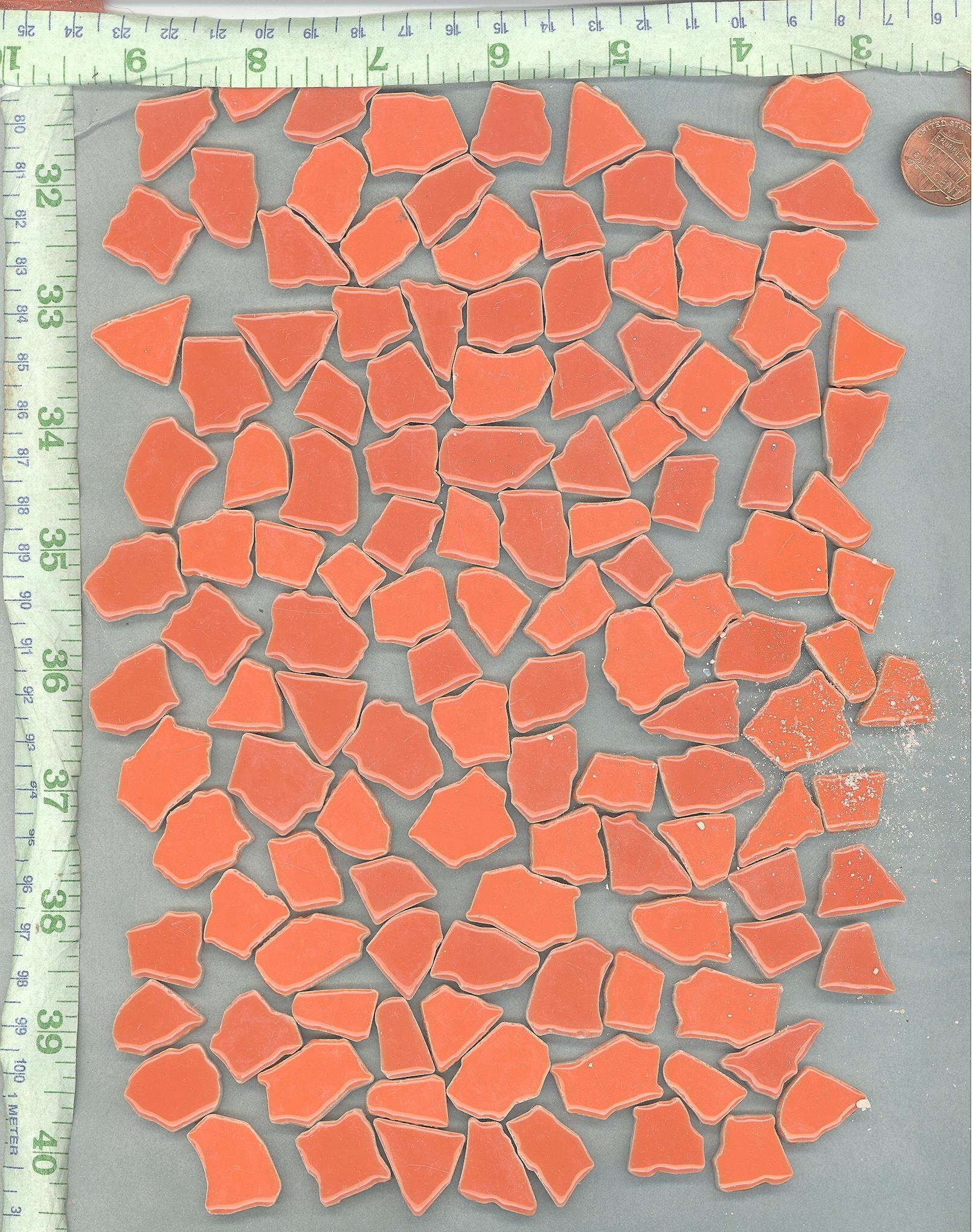 Orange Mosaic Ceramic Tiles - Random Shapes - Half Pound - Assorted Sizes Jigsaw Pieces