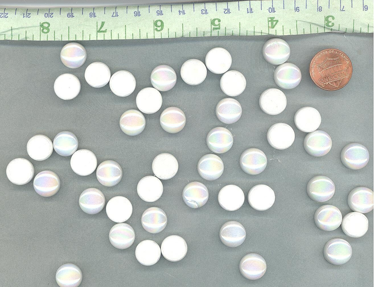 White Iridescent Glass Drops Mosaic Tiles - 12mm - 100 grams