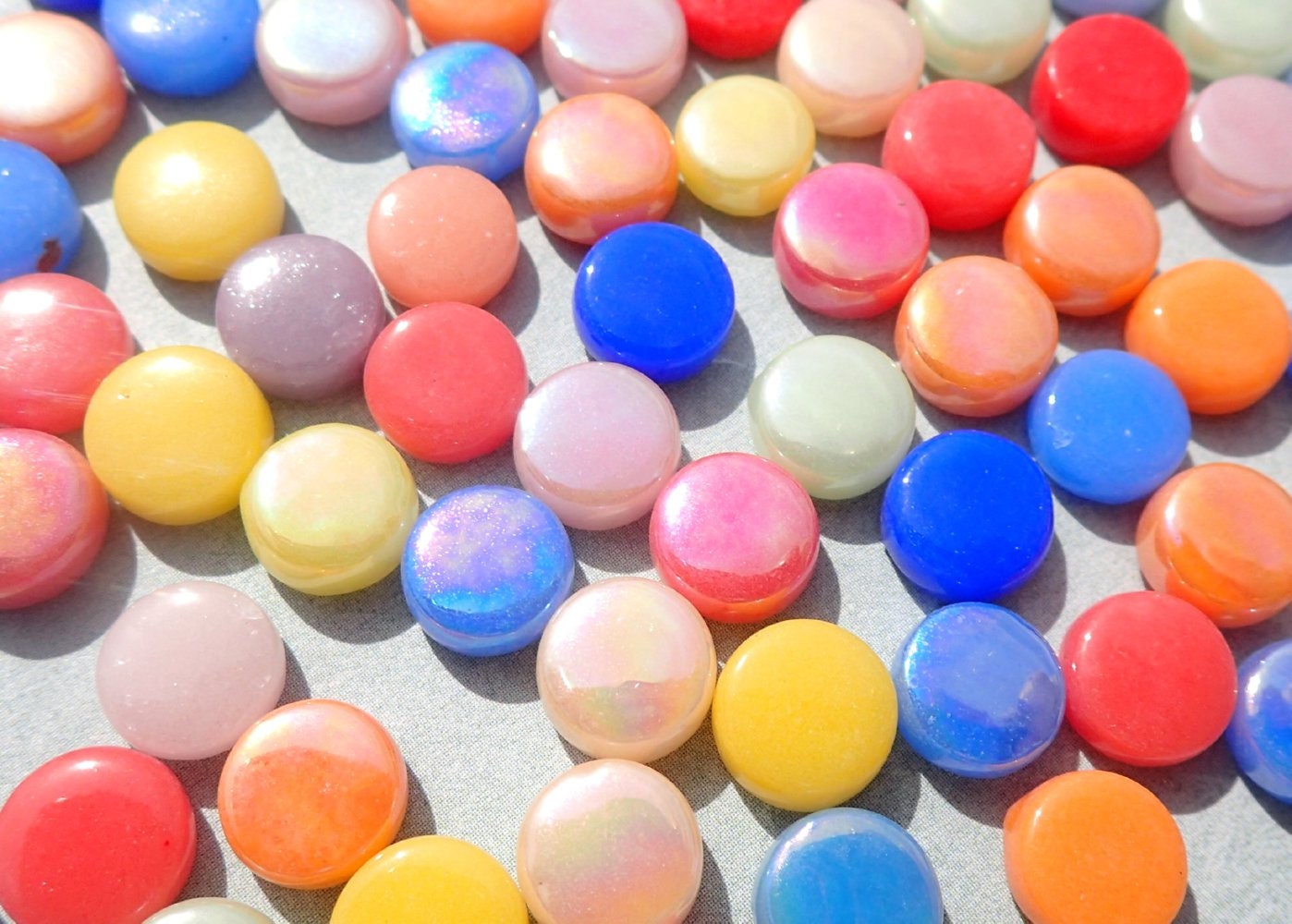 Bright Colors Mix MINI Glass Drops Mosaic Tiles - 50 grams - Glass Gems Darling Dotz - Over 100 Tiles