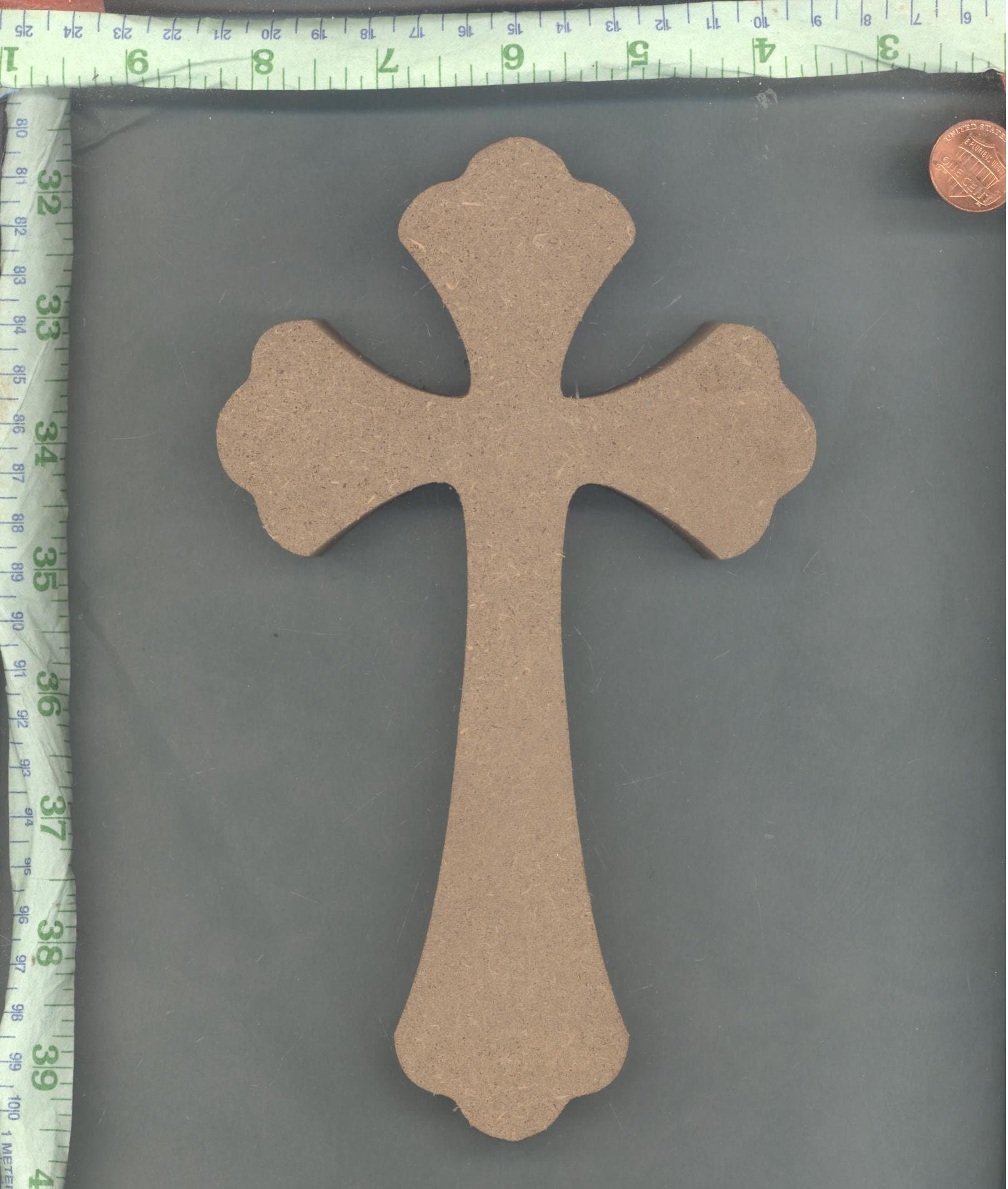 Gothic Cross Plaque - Use as a Base for Mosaics Decoupage or Decorative Painting - 8 inch Unfinished MDF