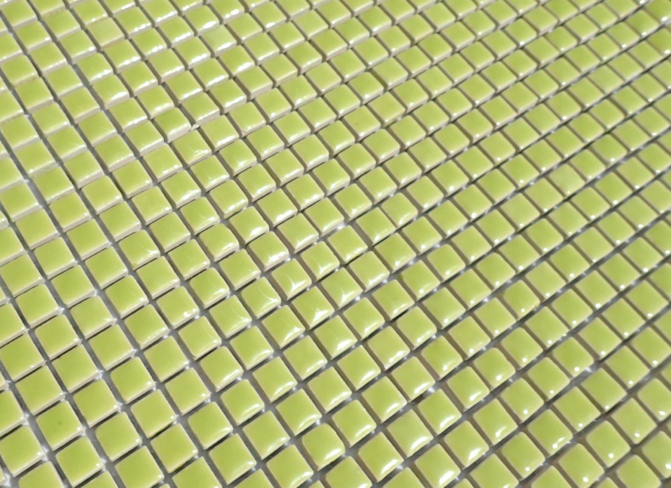 Kiwi Green Square Mosaic Tiles - 1 cm Ceramic - Half Pound