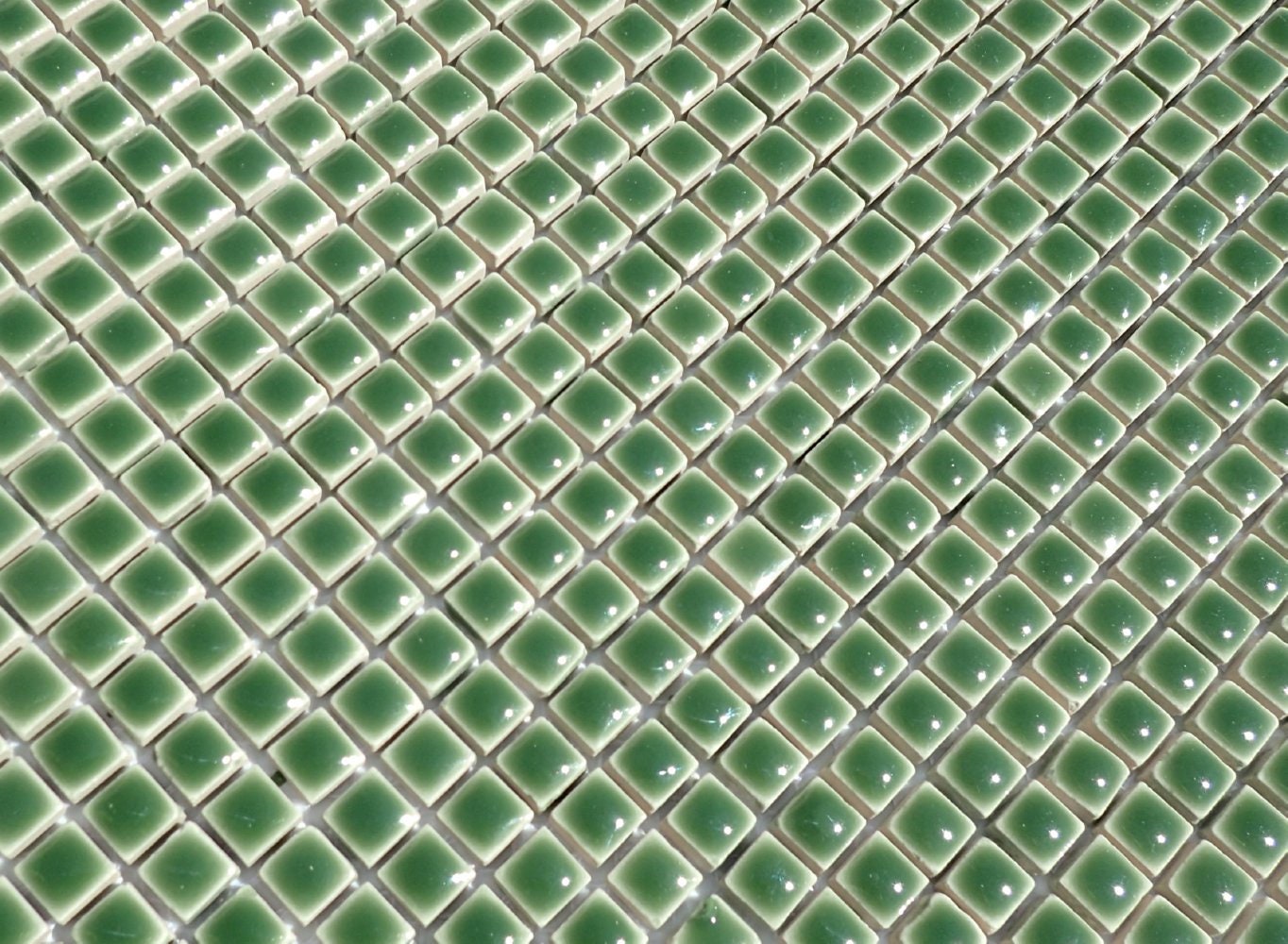 Dark Green Square Mosaic Tiles - 1 cm Ceramic - Half Pound in Pesto